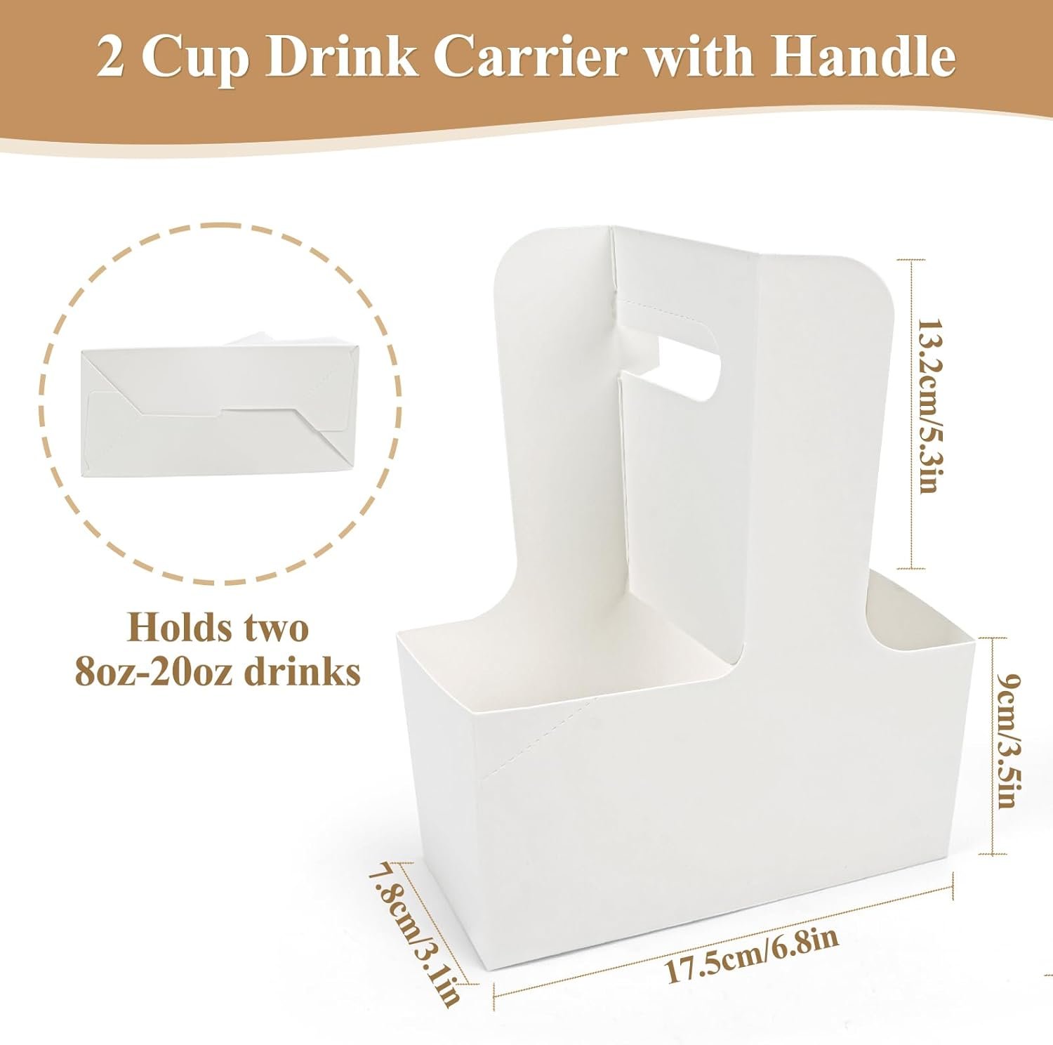 Produttore Portabevande Monouso per 2 Tazze con Maniglia in Cartone per Asporto con Logo Personalizzato Bianco (20 pz) Marchio Bianco