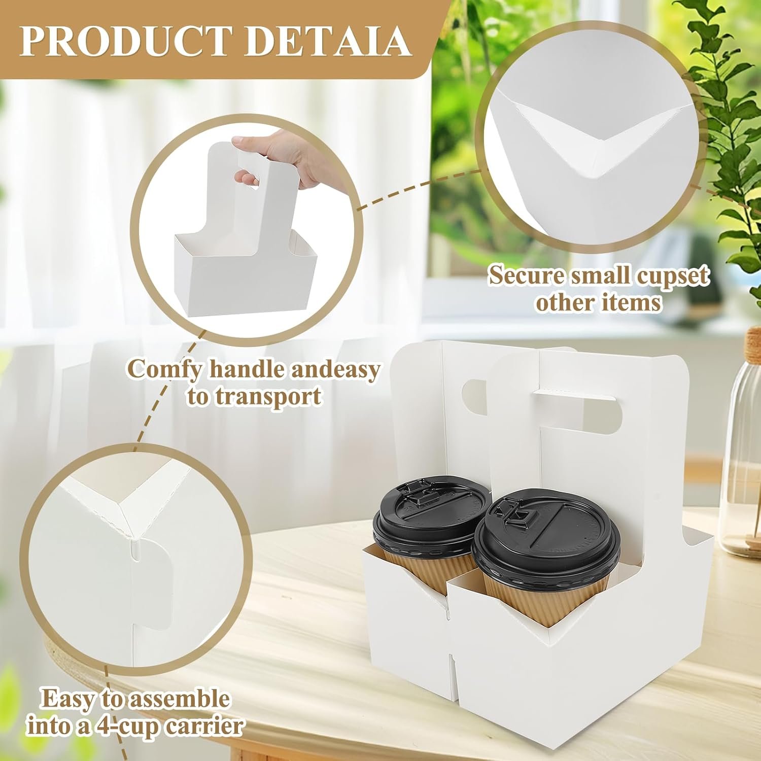 Produttore Portabevande Monouso per 2 Tazze con Maniglia in Cartone per Asporto con Logo Personalizzato Bianco (20 pz) Marchio Bianco