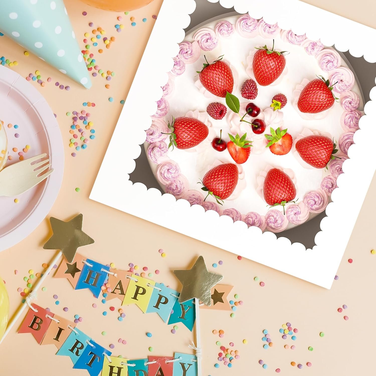 Logo Personalizzato Confezione da 3 Scatole per Torte 10x10x8 Pollici con Finestra e Basi Bianche Quadrate per Pasticceria Biscotti Dessert Marchio Bianco Compleanni Matrimoni Produttore