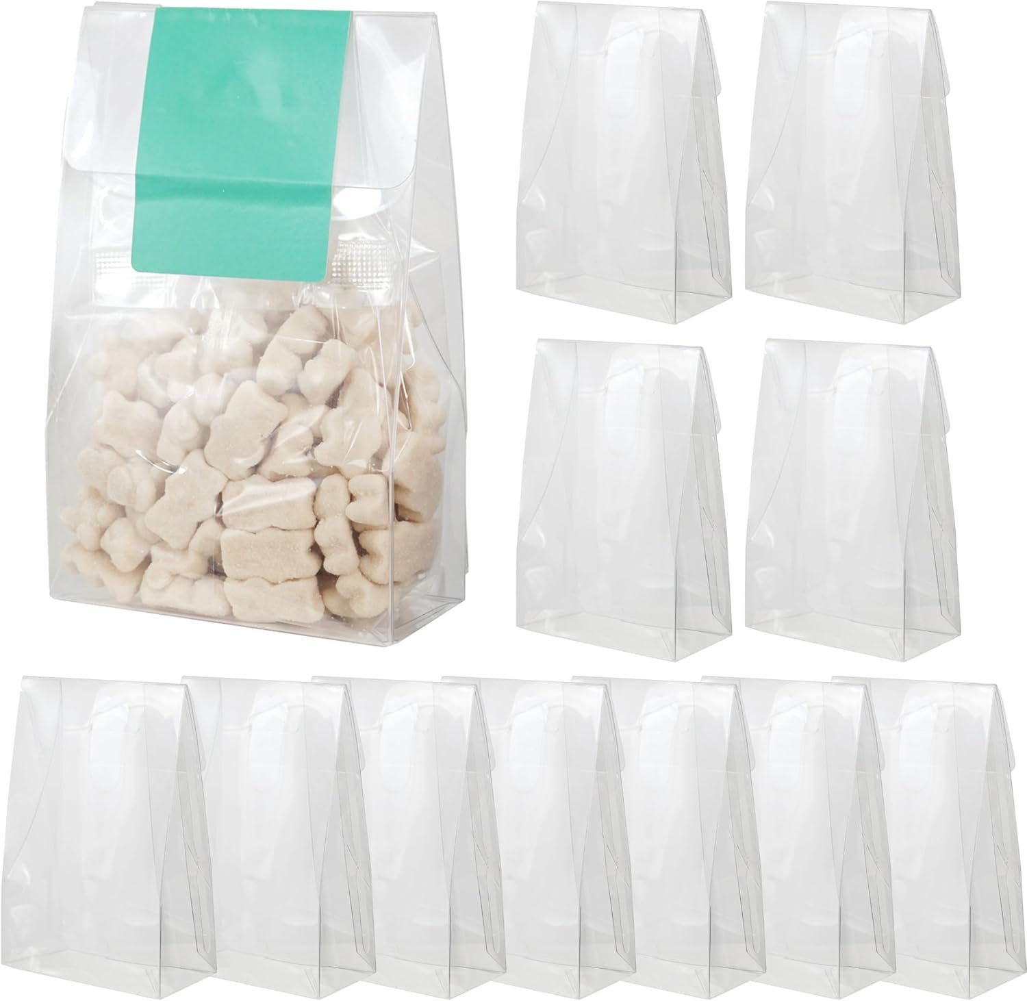 Logo Personalizzato confezione da 12 scatole bomboniere trasparenti in plastica 4 x 2 x 6 pollici marchio bianco per nozze baby shower cioccolato biscotti caramelle dolcetti dal fornitore