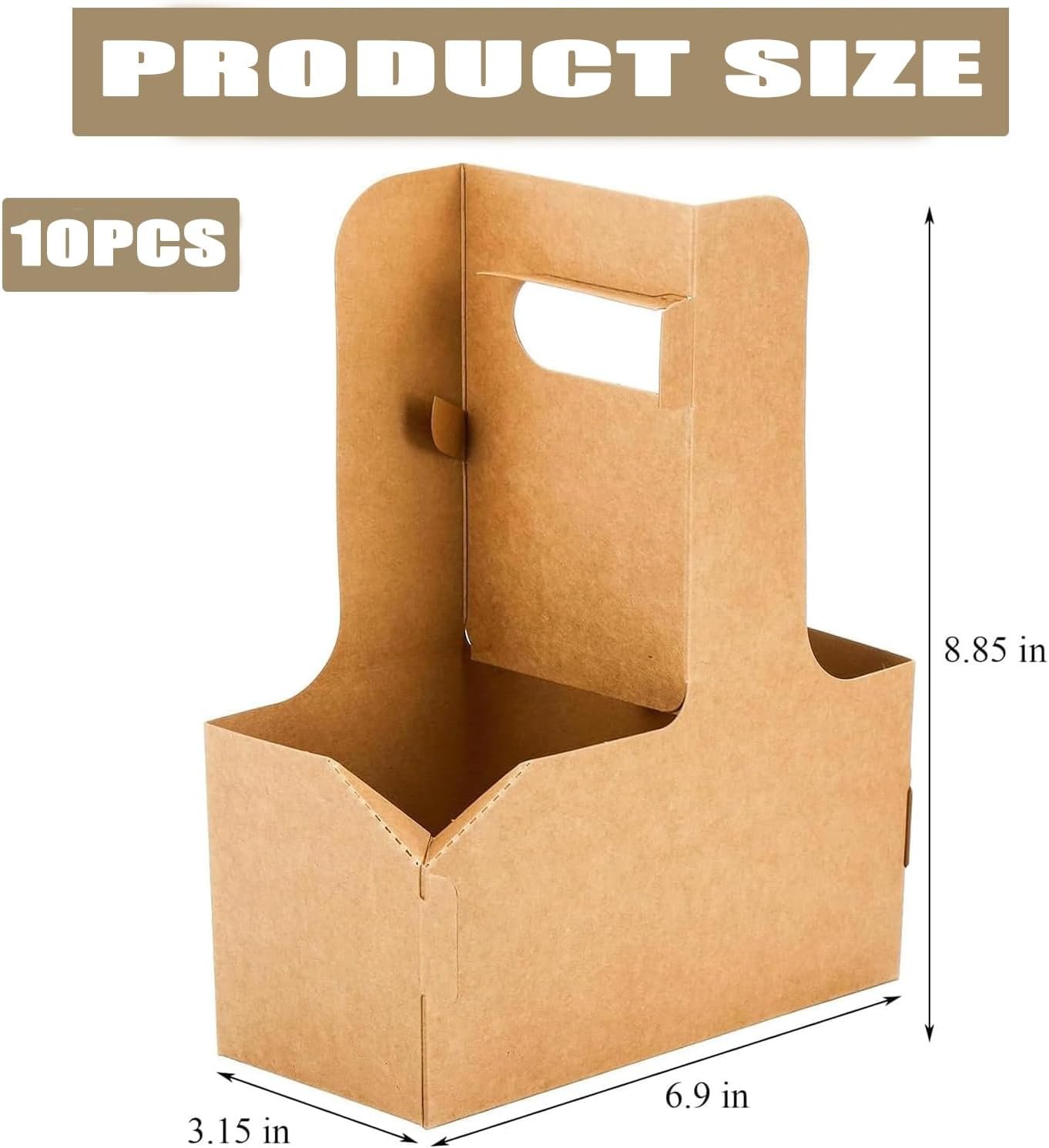 Logo Personalizzato su Portabevande Usa e Getta per 2 Tazze con Maniglia Cartone Kraft Marrone Confezione da 10, Marchio Bianco per Bevande Calde o Fredde Caffè da Asporto Delivery dal Fornitore