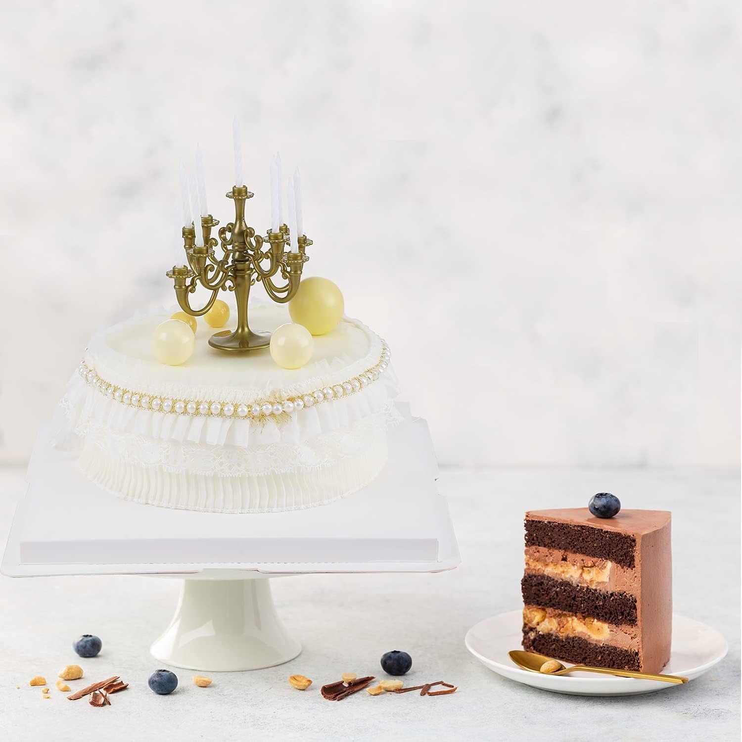 Logo Personalizzato - Scatole per Torte Trasparenti Alte 10x10x9 inch con Nastro Bianco 6 Pcs Adatte per Torte 8