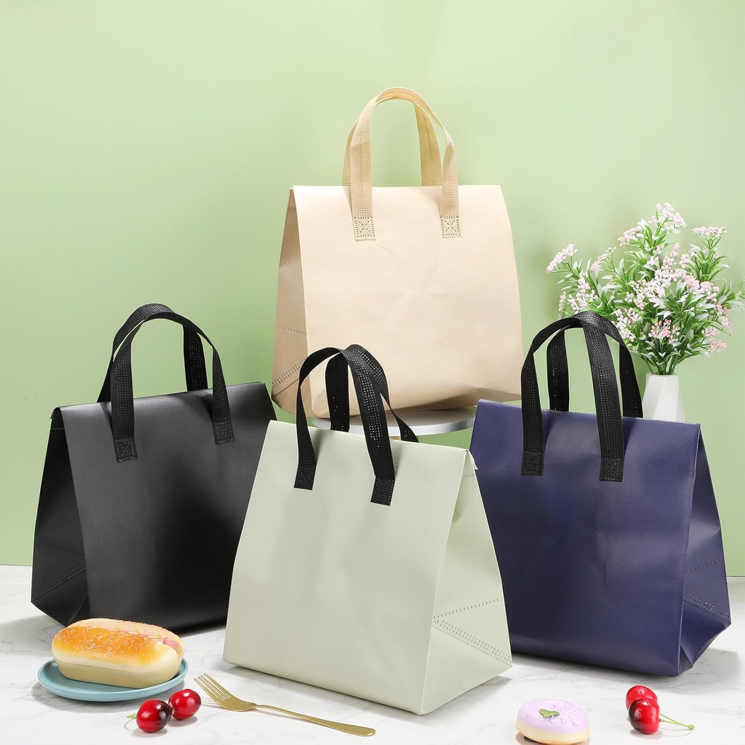 Fabbrica Diretta Borse Termiche Isolate per Asporto con Logo Personalizzato 100 Pz 9.5 x 6 x 9.5 pollici Isolamento Termico Caffè Tè al Latte Cibi Caldi e Freddi Consegne Catering Ristoranti Supermercati Picnic Marchio Bianco