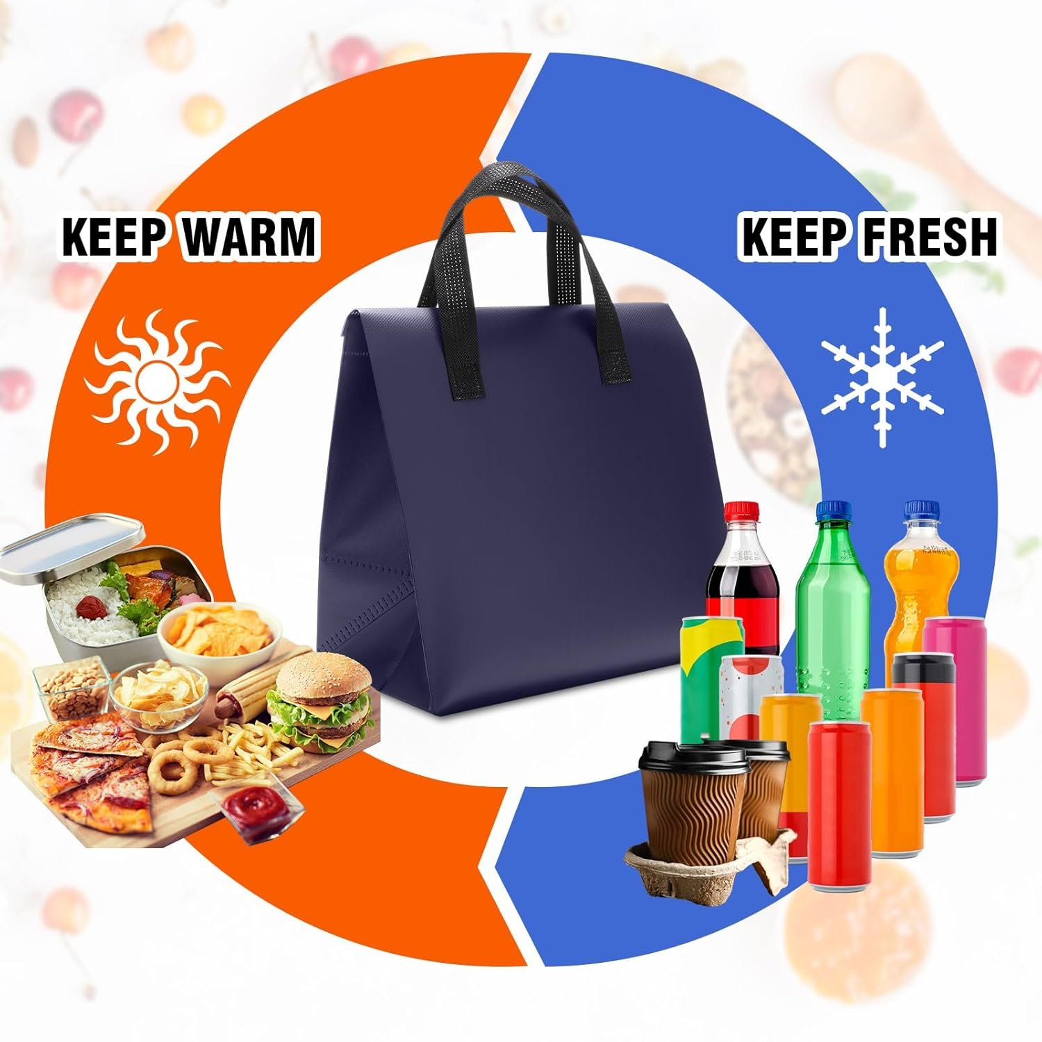 Fabbrica Diretta Borse Termiche Isolate per Asporto con Logo Personalizzato 100 Pz 9.5 x 6 x 9.5 pollici Isolamento Termico Caffè Tè al Latte Cibi Caldi e Freddi Consegne Catering Ristoranti Supermercati Picnic Marchio Bianco