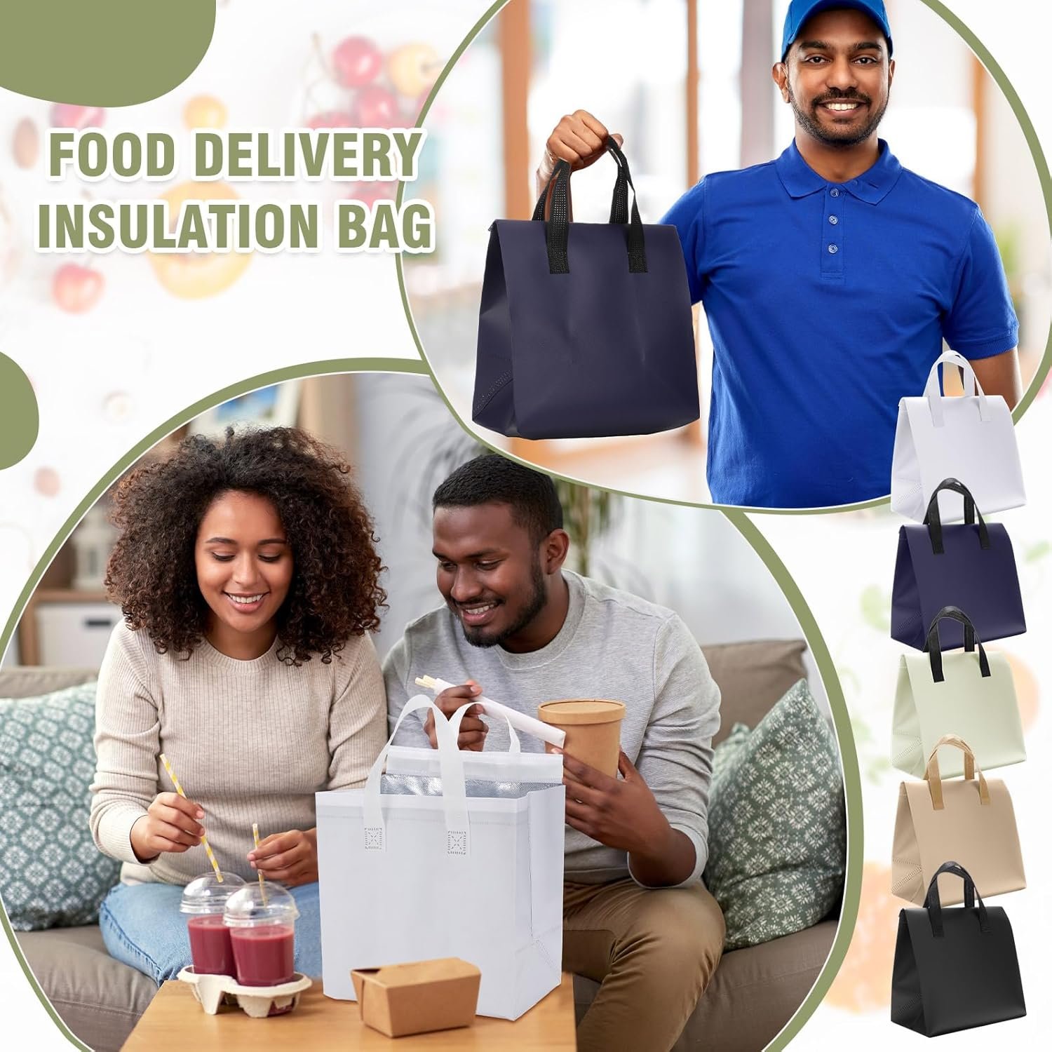 Fabbrica Diretta Borse Termiche Isolate per Asporto con Logo Personalizzato 100 Pz 9.5 x 6 x 9.5 pollici Isolamento Termico Caffè Tè al Latte Cibi Caldi e Freddi Consegne Catering Ristoranti Supermercati Picnic Marchio Bianco