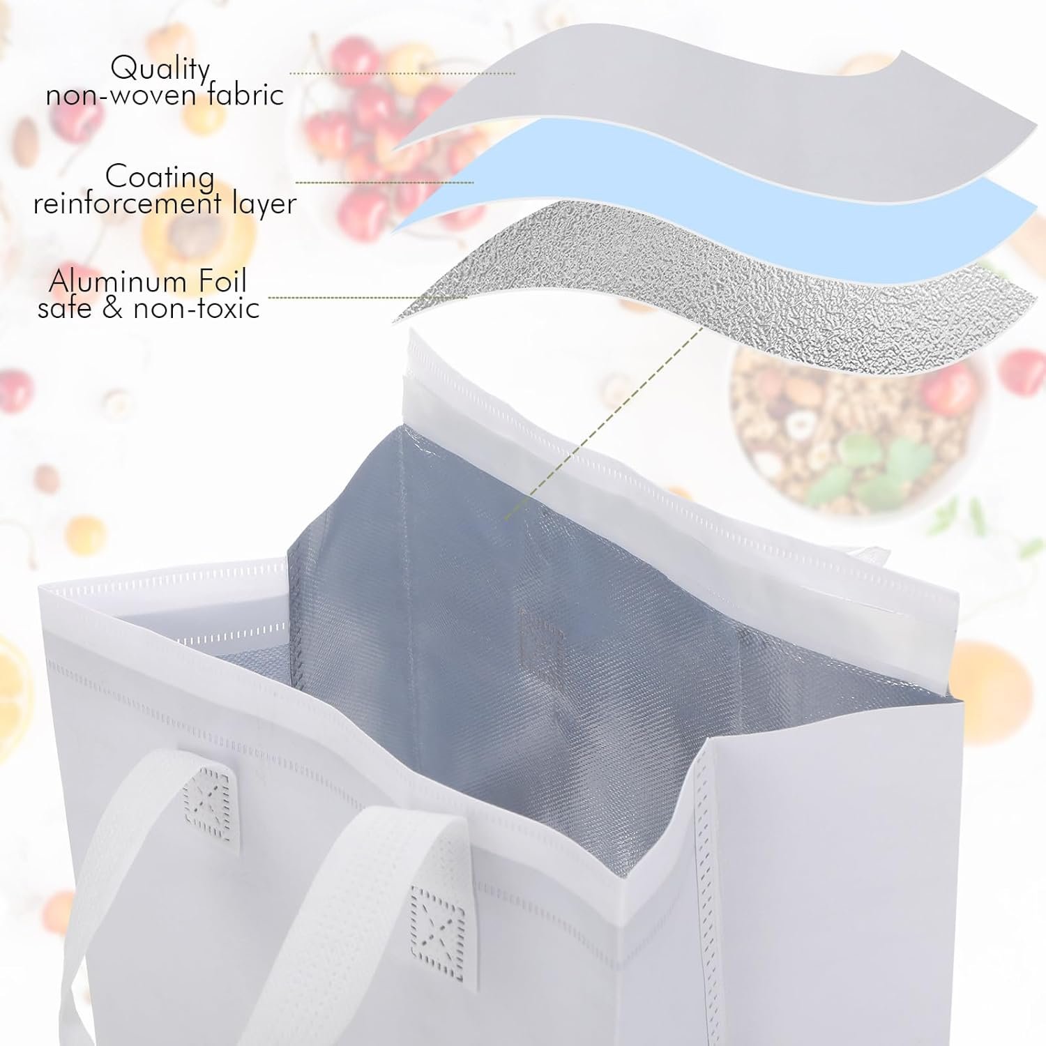 Fabbrica Diretta Borse Termiche Isolate per Asporto con Logo Personalizzato 100 Pz 9.5 x 6 x 9.5 pollici Isolamento Termico Caffè Tè al Latte Cibi Caldi e Freddi Consegne Catering Ristoranti Supermercati Picnic Marchio Bianco