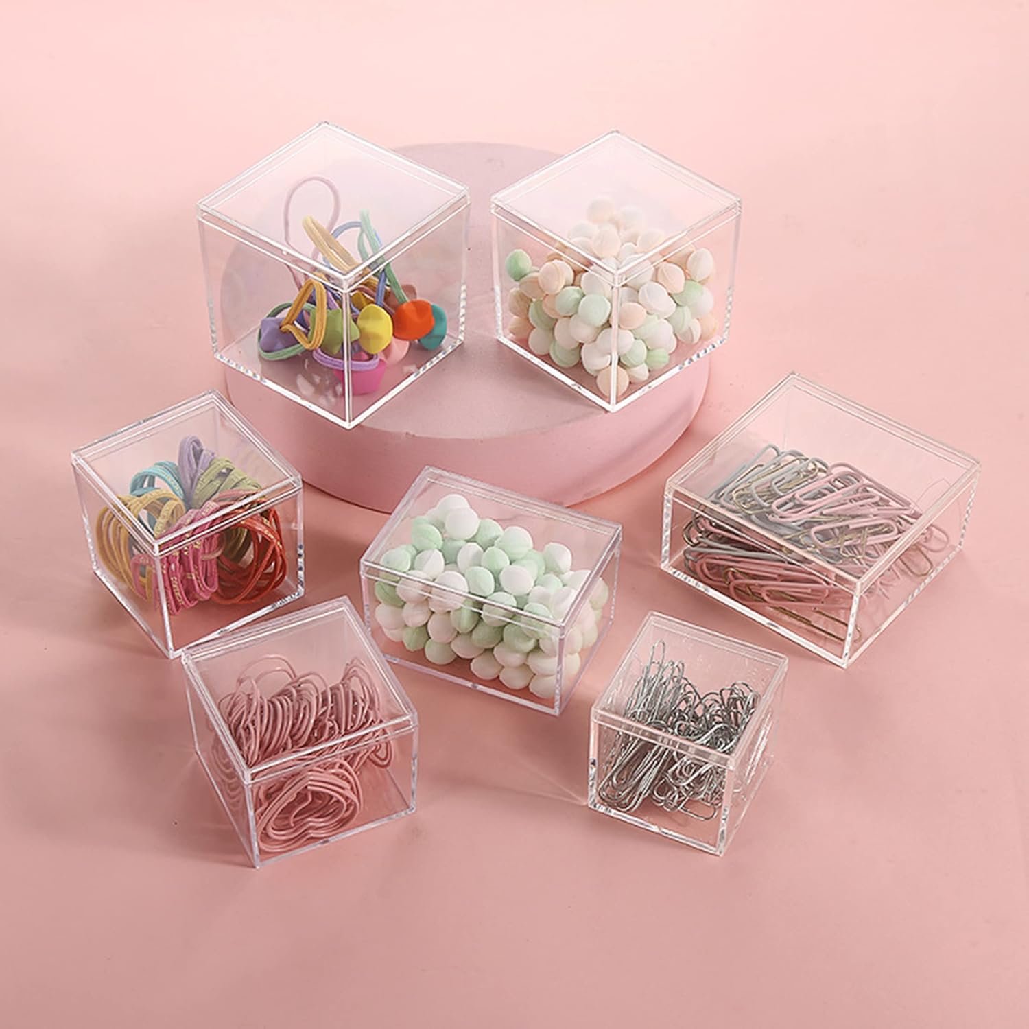 Marchio Bianco Scatole Acrilico Piccole Trasparenti con Coperchio 12 Pezzi Logo Personalizzato per Caramelle Display Cubo Quadrato Decorazioni Matrimonio Compleanno Laurea Feste Produttore