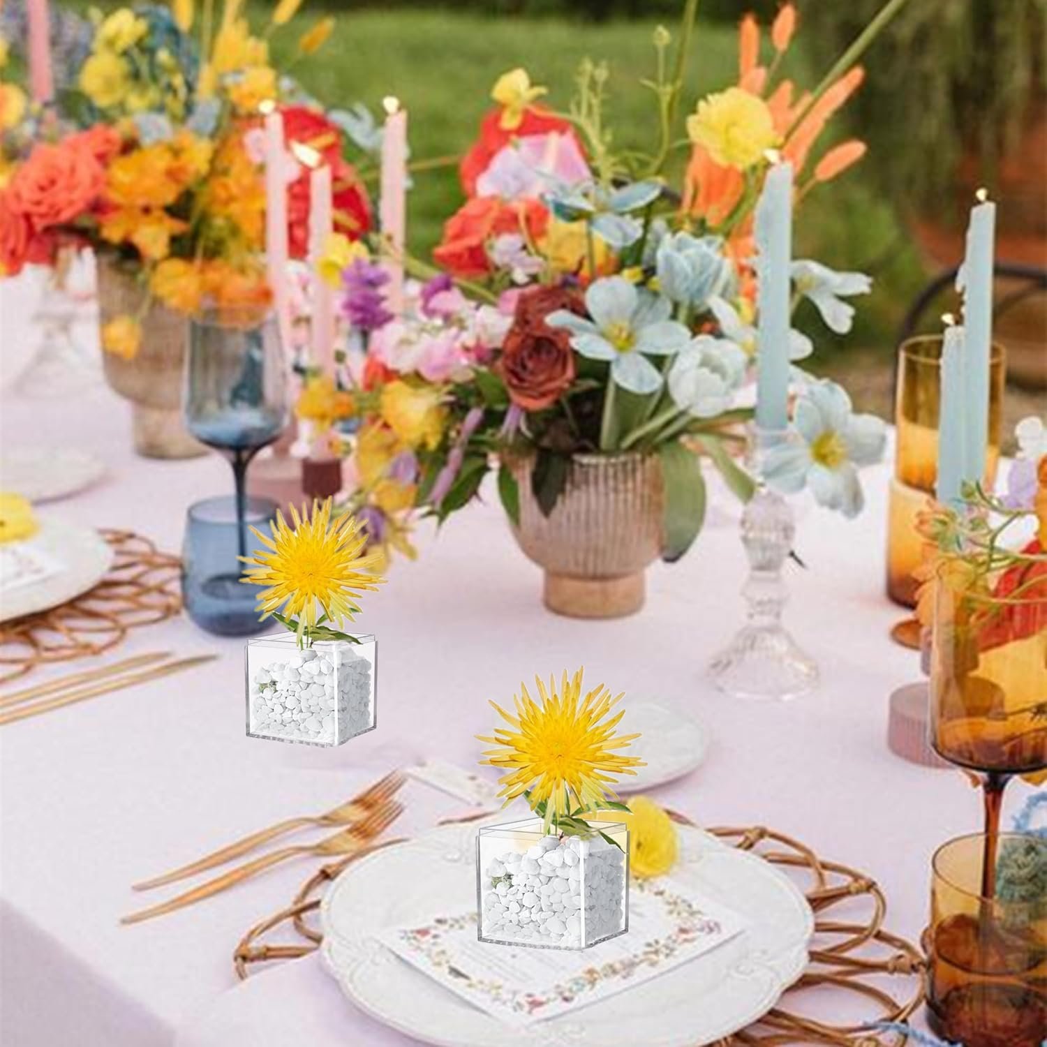Marchio Bianco Scatole Acrilico Piccole Trasparenti con Coperchio 12 Pezzi Logo Personalizzato per Caramelle Display Cubo Quadrato Decorazioni Matrimonio Compleanno Laurea Feste Produttore
