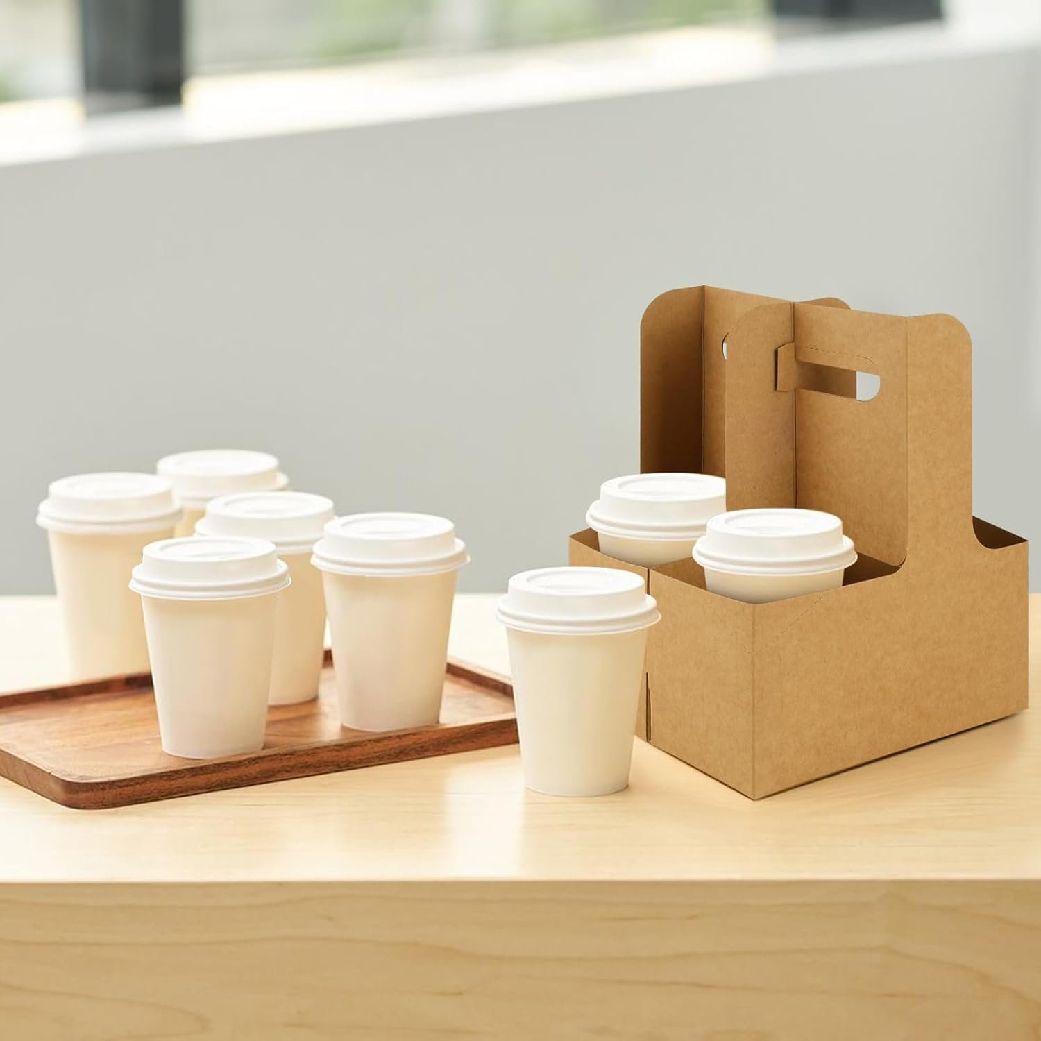 Produttore Portabicchieri 2 Tazze Carta Kraft Marrone con Manico 60 pz con Logo Personalizzato monouso per Bevande Calde Fredde Asporto Caffè Marchio Bianco