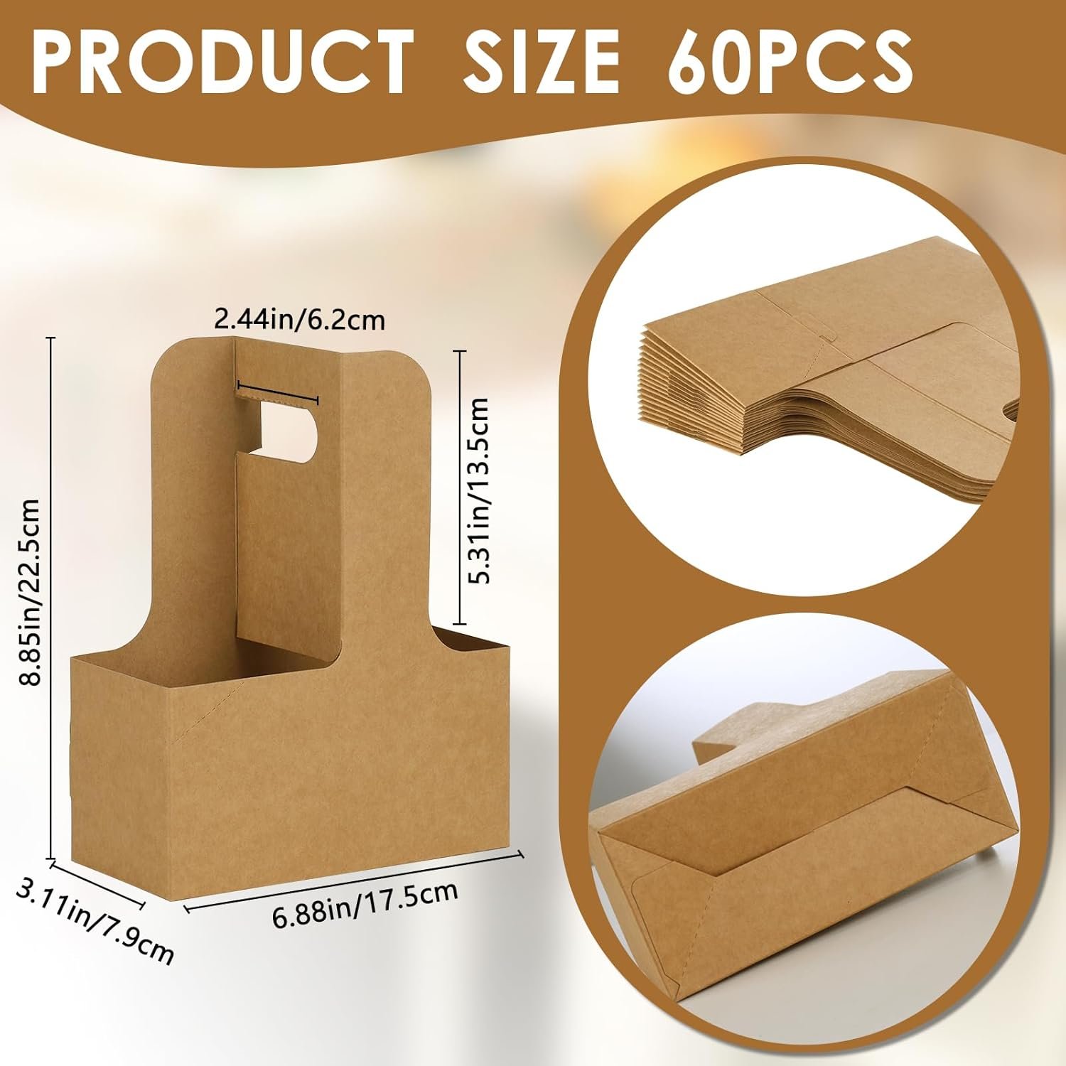 Produttore Portabicchieri 2 Tazze Carta Kraft Marrone con Manico 60 pz con Logo Personalizzato monouso per Bevande Calde Fredde Asporto Caffè Marchio Bianco