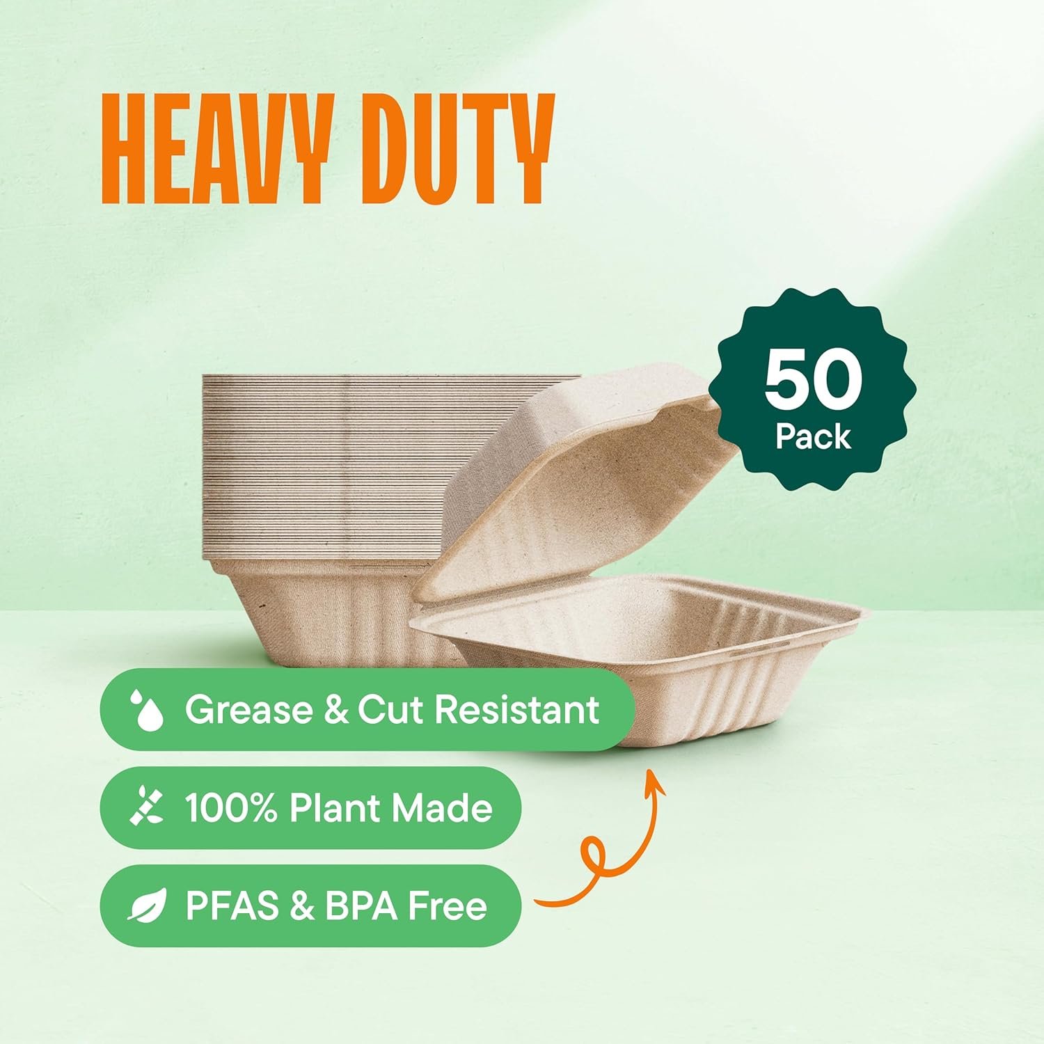 Logo Personalizzato Contenitori a Guscio 100% Compostabili per Alimenti da Asporto [6x6