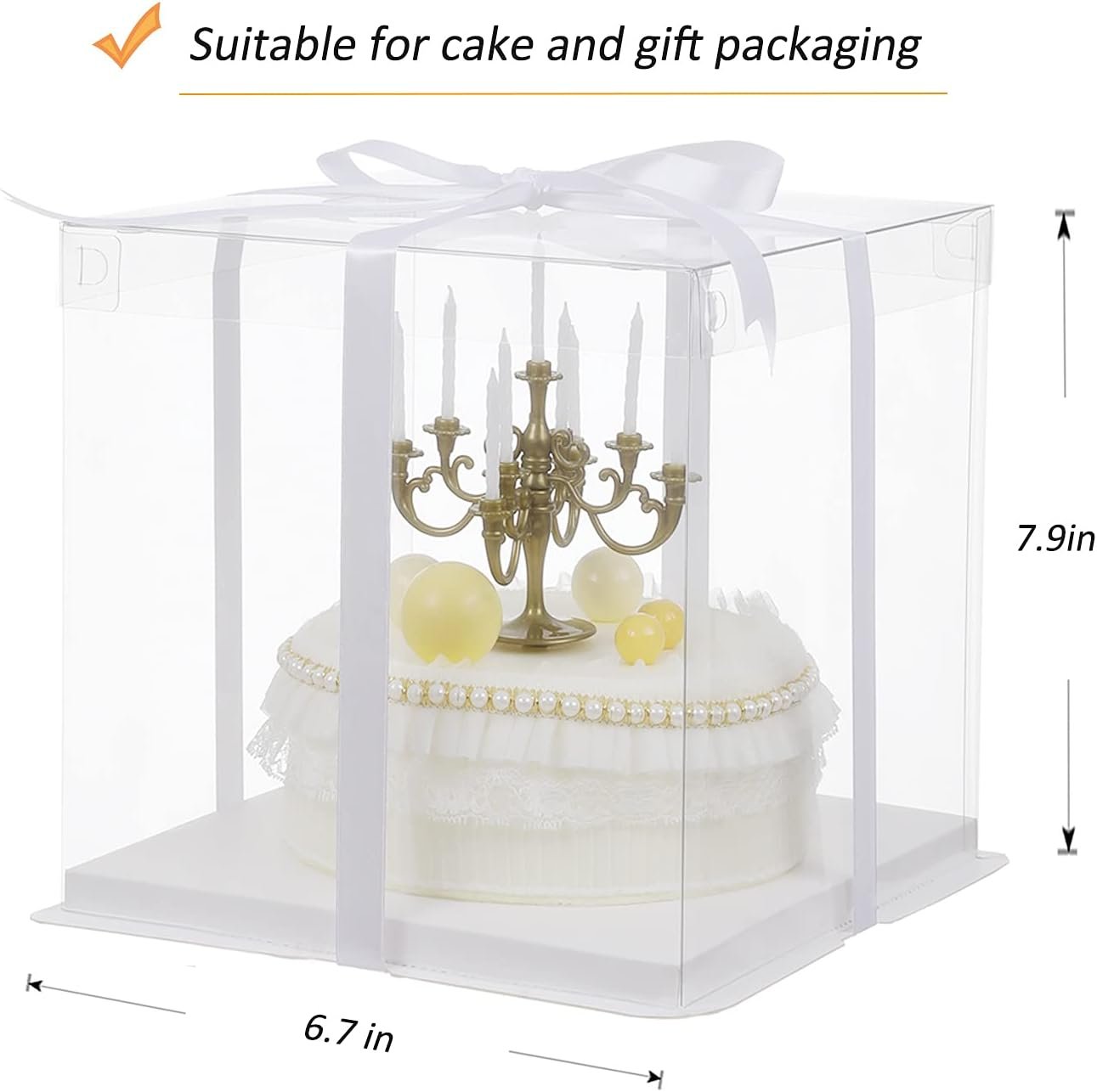 Logo Personalizzato su Scatole per Torte Trasparenti con Nastro 6 Pezzi da 6 Pollici Bianche per Pasticceria Natalizia Pastries Festive Regali Marchio Bianco dal Produttore