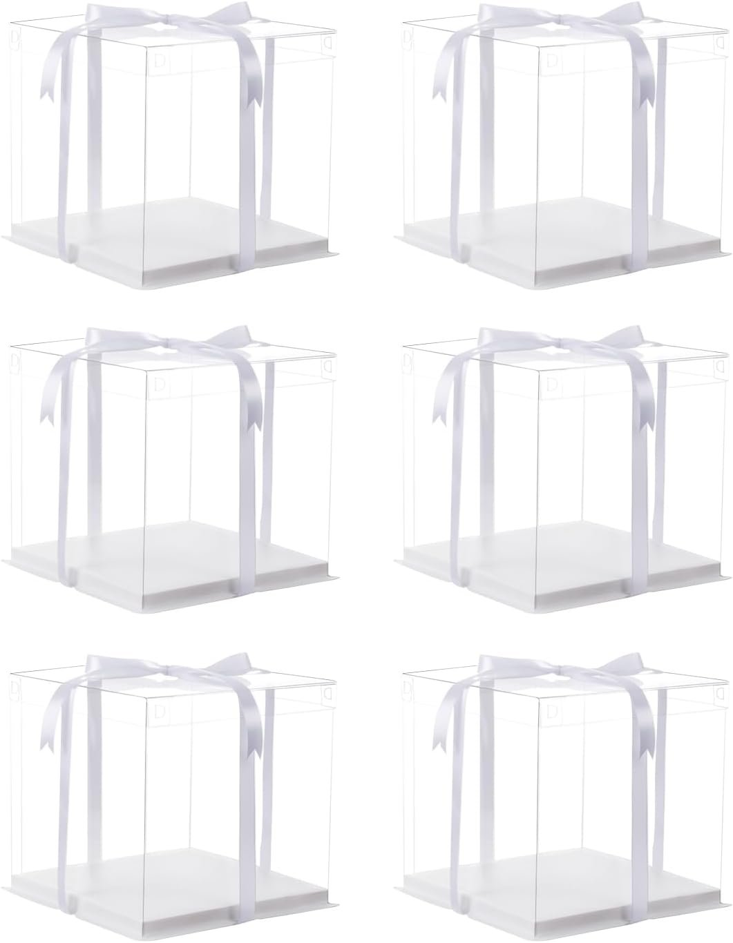 Logo Personalizzato su Scatole per Torte Trasparenti con Nastro 6 Pezzi da 6 Pollici Bianche per Pasticceria Natalizia Pastries Festive Regali Marchio Bianco dal Produttore