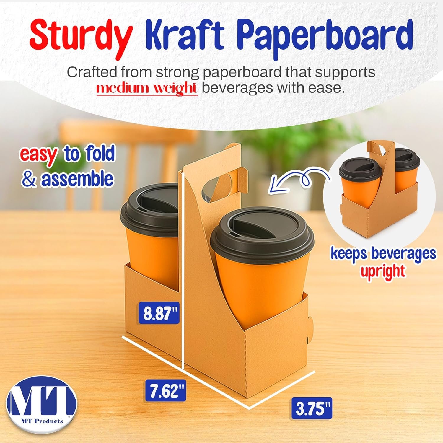 Logo Personalizzato Piccolo Portabevande in Kraft per 2 Bicchieri 7.62