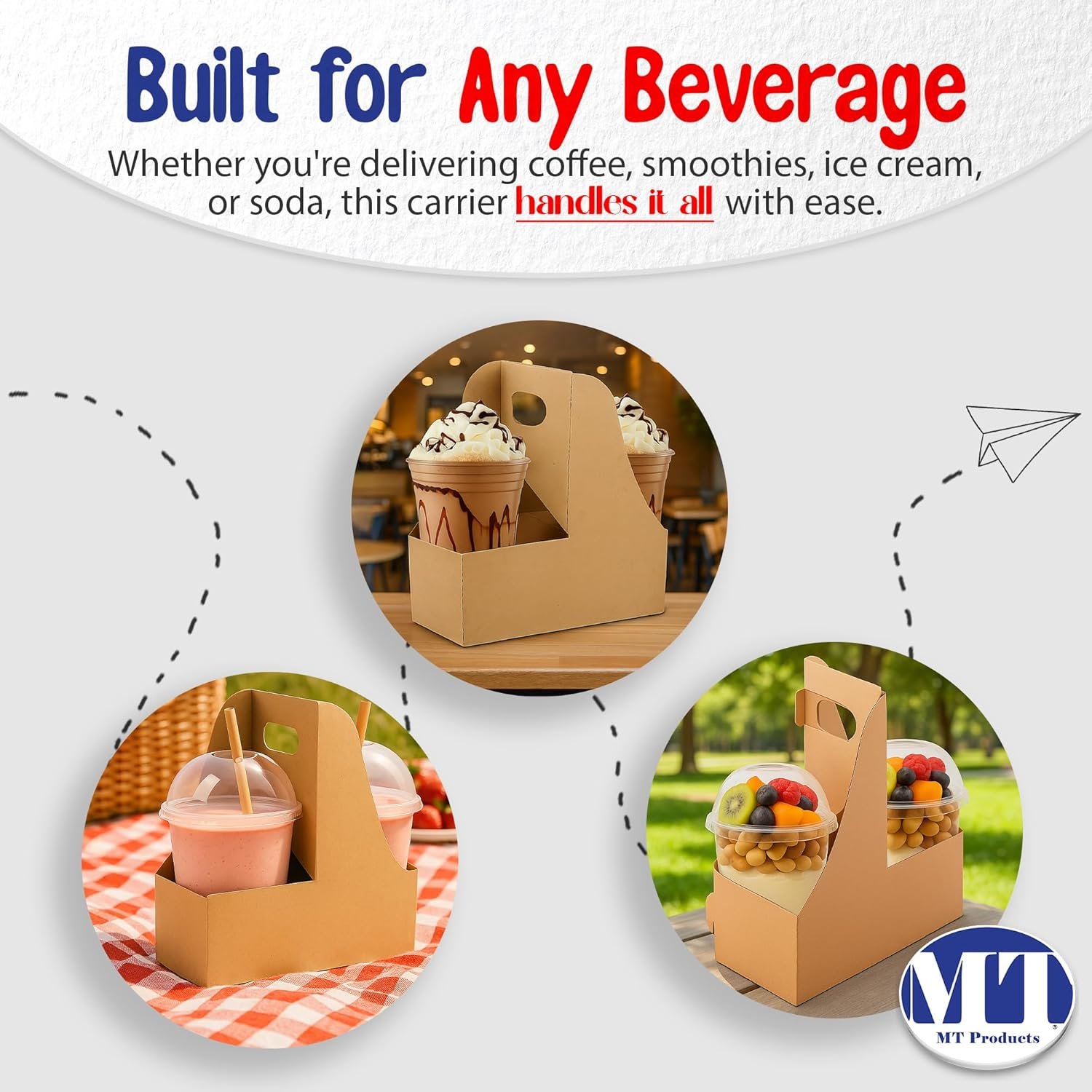 Logo Personalizzato Piccolo Portabevande in Kraft per 2 Bicchieri 7.62