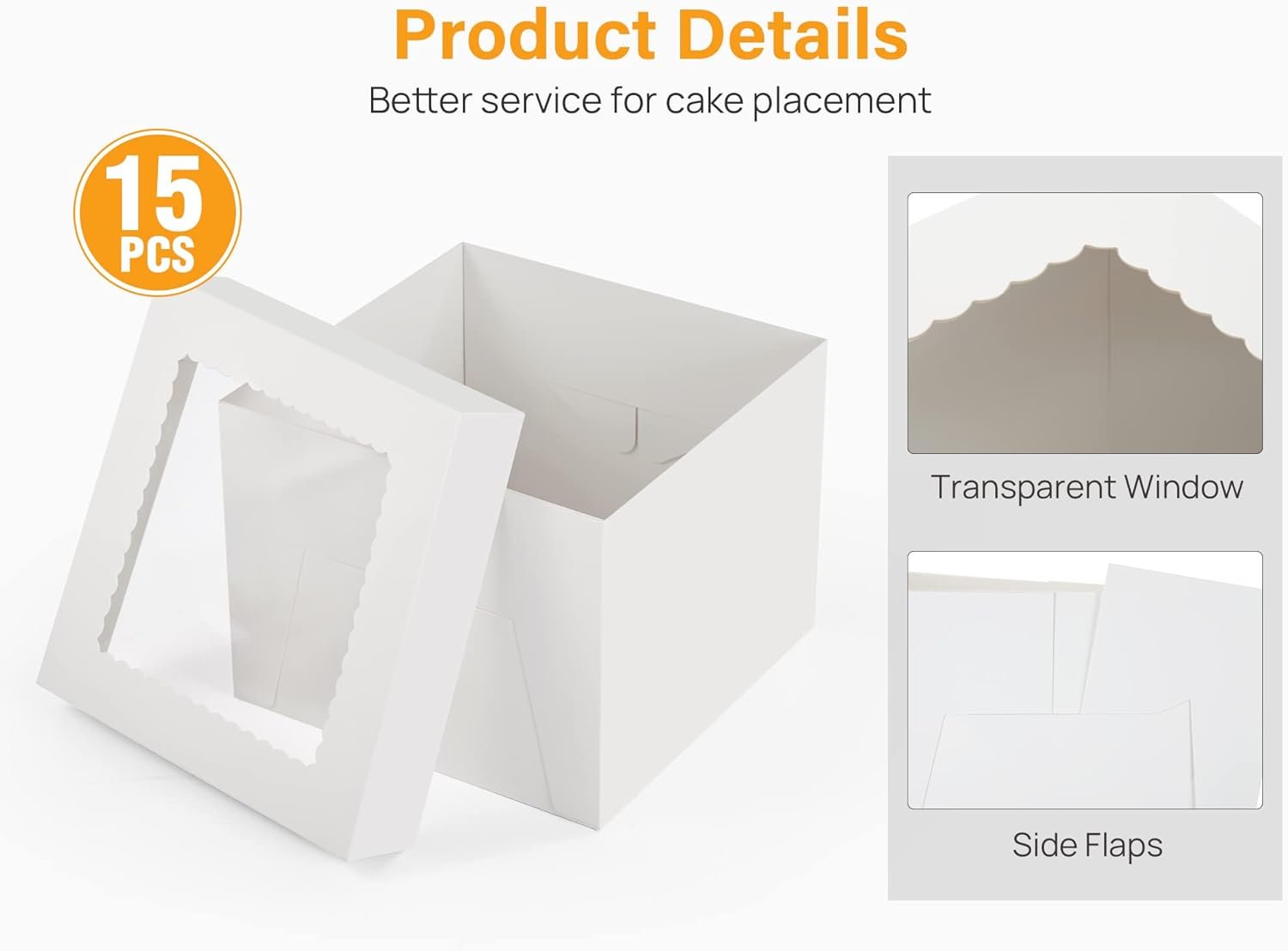 Logo Personalizzato Scatole Torte 15 Pezzi 10x10x8 Pollici con Finestra Bianche Quadrate Cartone Marchio Bianco per Torte Multistrato dal Produttore