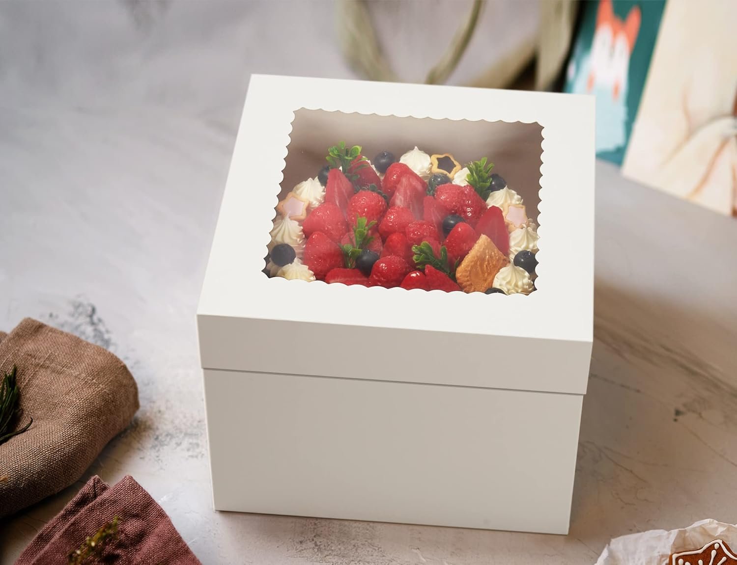 Logo Personalizzato Scatole Torte 15 Pezzi 10x10x8 Pollici con Finestra Bianche Quadrate Cartone Marchio Bianco per Torte Multistrato dal Produttore