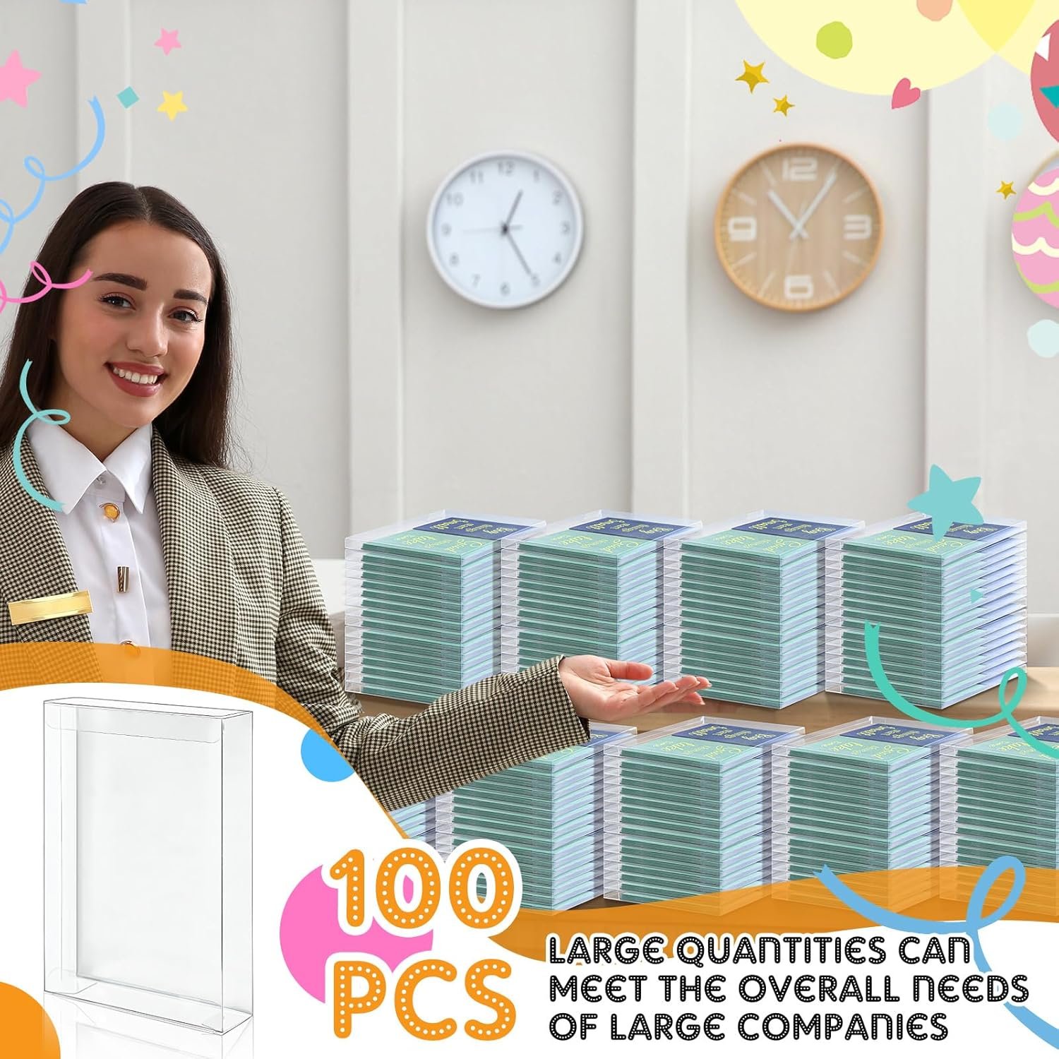 Fornitore Scatole Trasparenti Rettangolari 100 Pezzi per Biglietti Auguri e Foto 5.39 x 7.36 x 1 Pollici con Logo Personalizzato Marchio Bianco