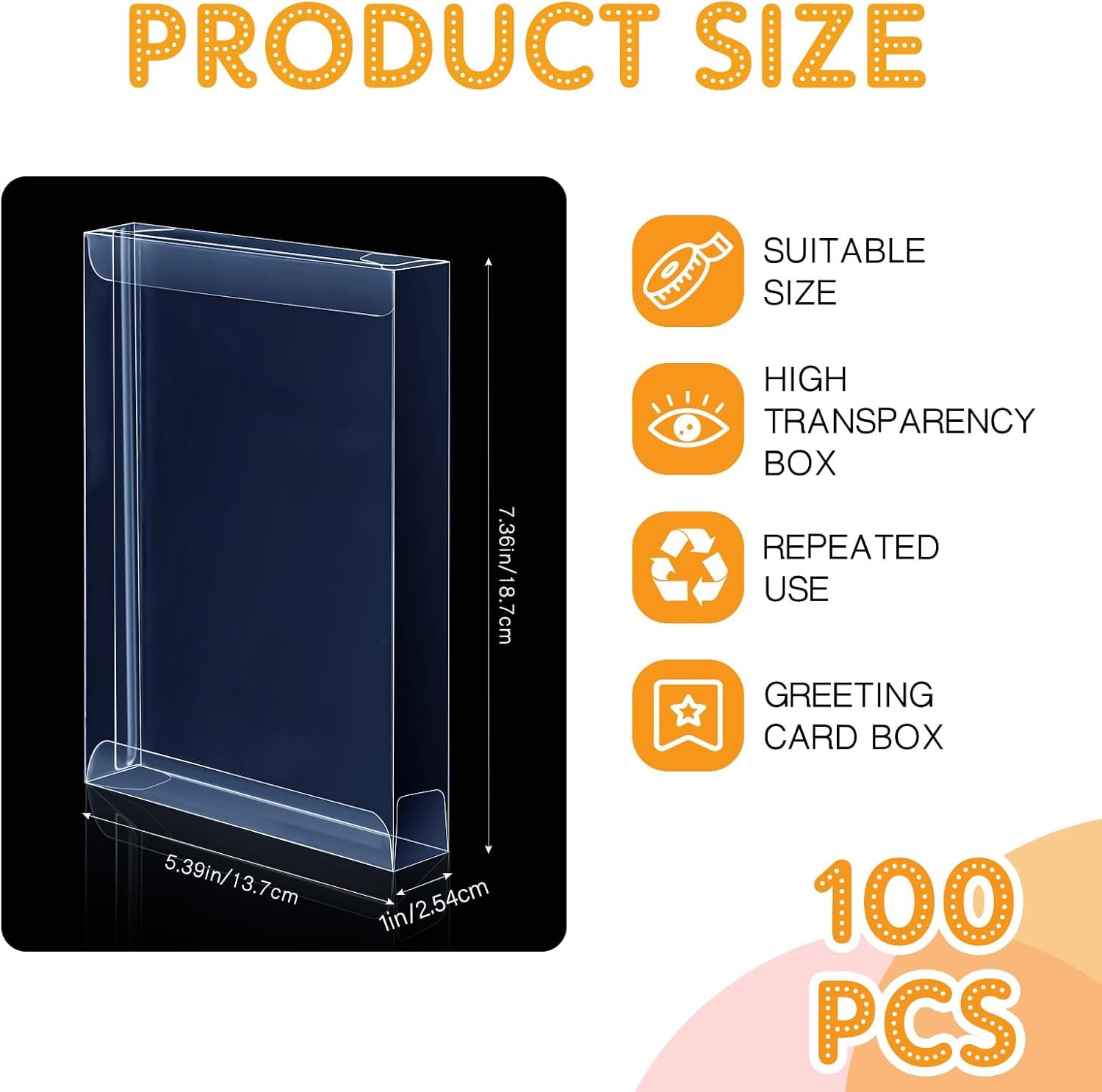 Fornitore Scatole Trasparenti Rettangolari 100 Pezzi per Biglietti Auguri e Foto 5.39 x 7.36 x 1 Pollici con Logo Personalizzato Marchio Bianco