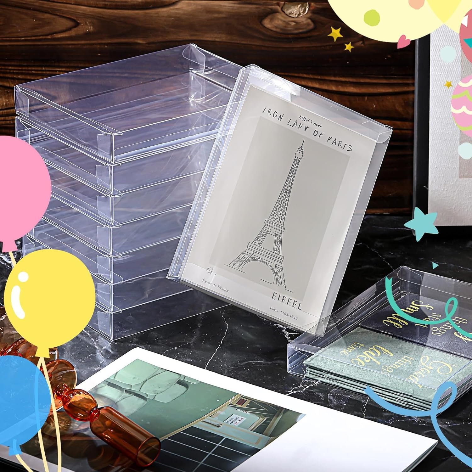 Fornitore Scatole Trasparenti Rettangolari 100 Pezzi per Biglietti Auguri e Foto 5.39 x 7.36 x 1 Pollici con Logo Personalizzato Marchio Bianco