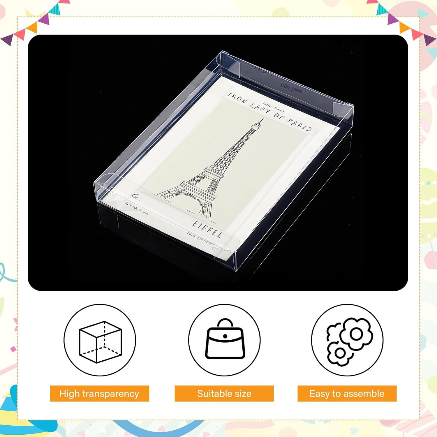 Fornitore Scatole Trasparenti Rettangolari 100 Pezzi per Biglietti Auguri e Foto 5.39 x 7.36 x 1 Pollici con Logo Personalizzato Marchio Bianco