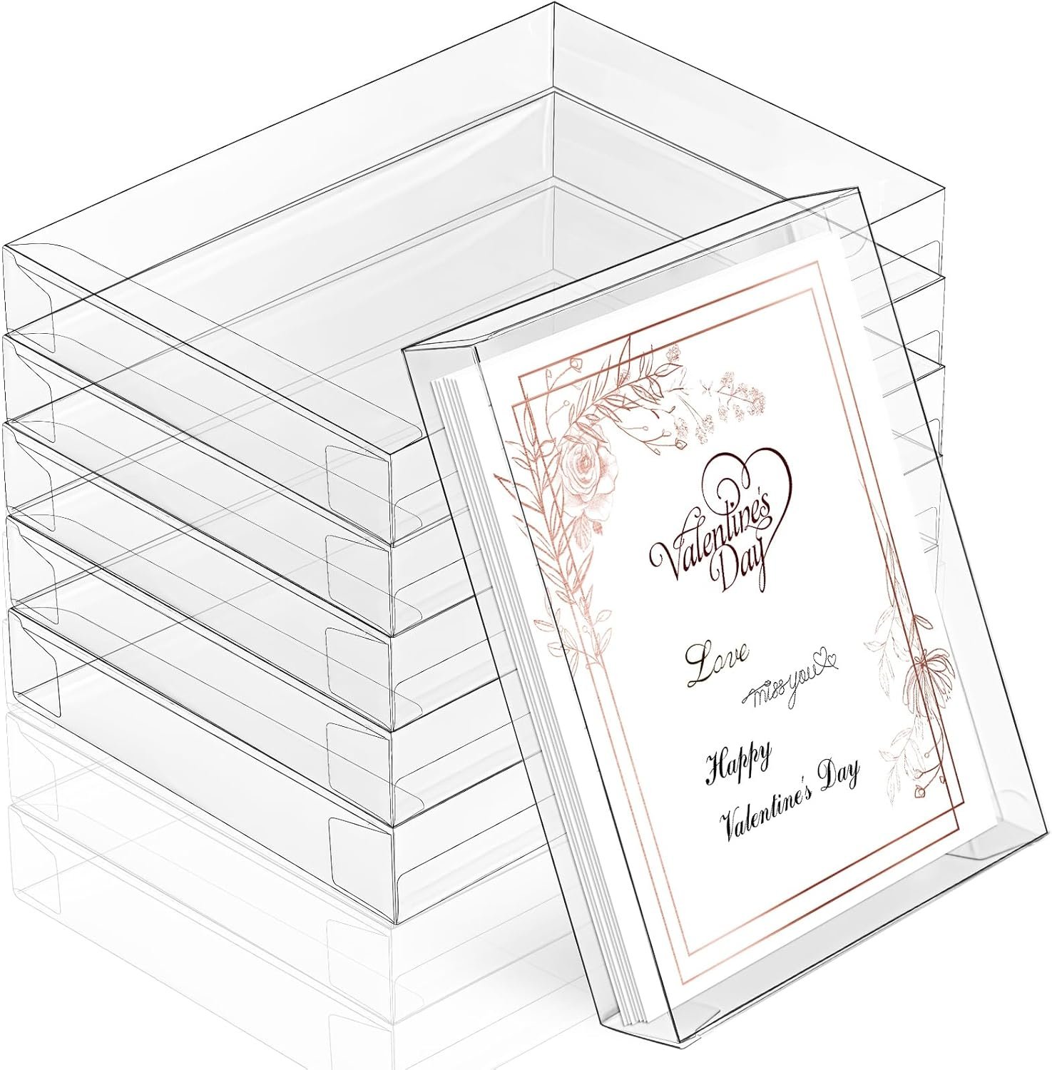 Fornitore Scatole Trasparenti Rettangolari 100 Pezzi per Biglietti Auguri e Foto 5.39 x 7.36 x 1 Pollici con Logo Personalizzato Marchio Bianco