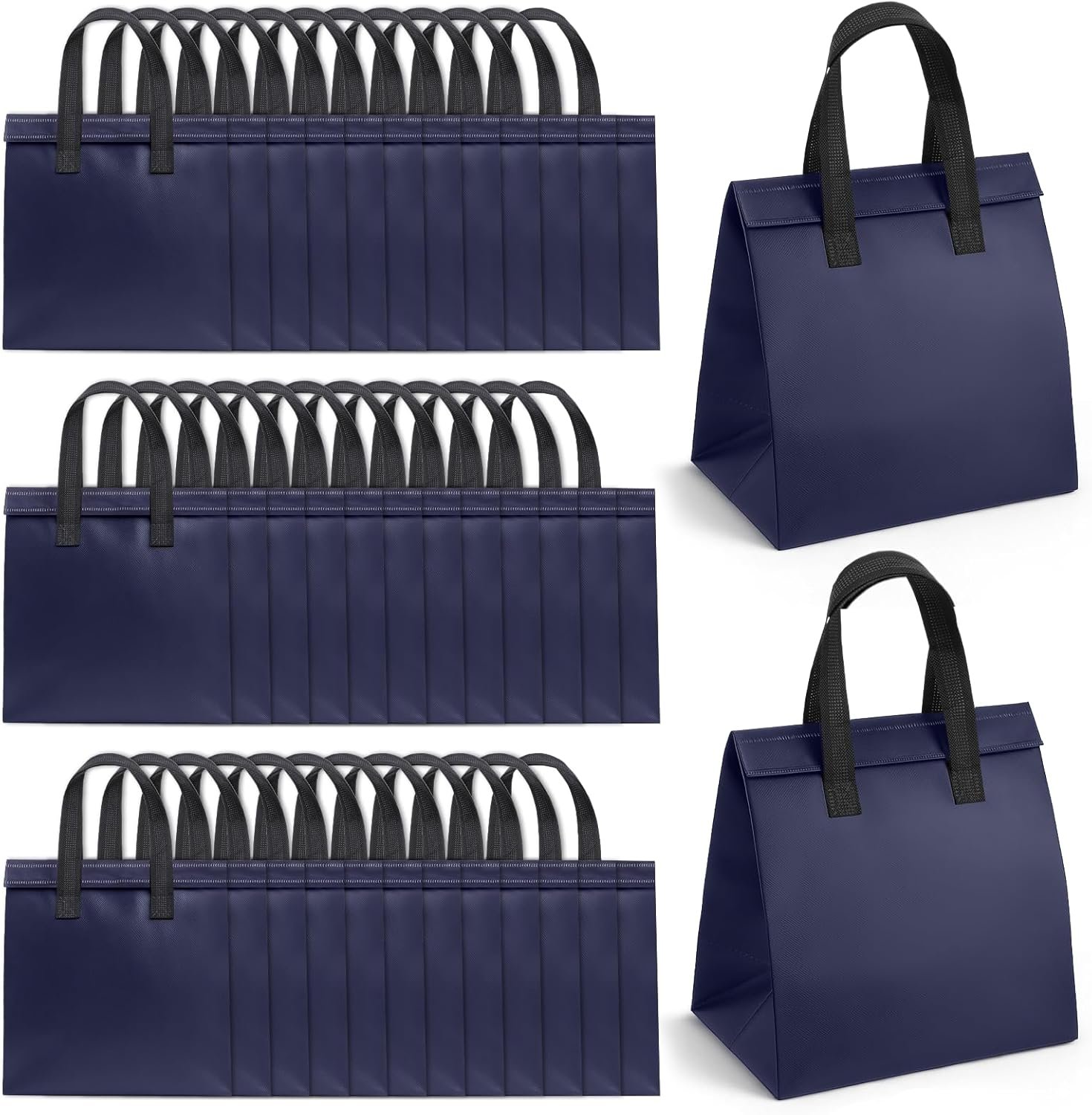Marchio Bianco Borse Termiche Isolate Monouso da 50 Pz per Asporto Caffè Tè al Latte Cibi Caldi Freddi Surgelati con Logo Personalizzato 24 x 15 x 24 cm Blu Scuro Fornitore