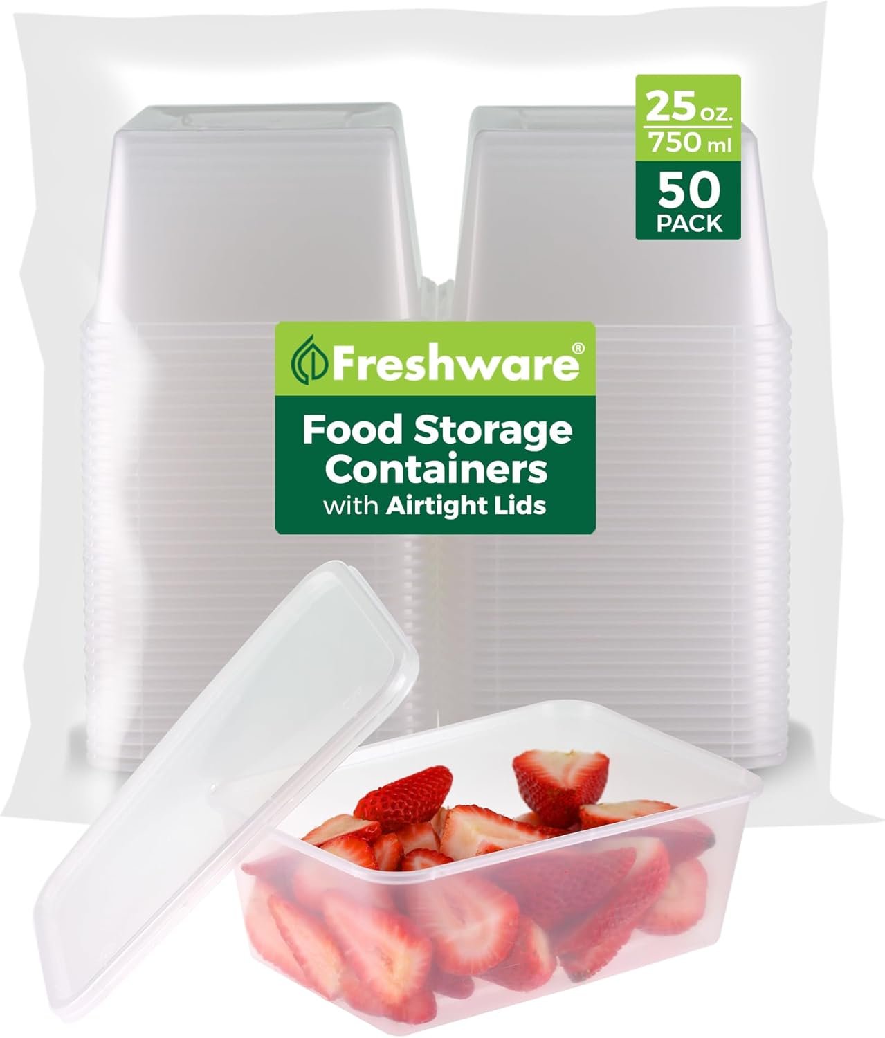 Contenitori per Conservazione Alimenti con Logo Personalizzato [50 Set] da 25 oz in Plastica Deli con Coperchi Marchio Bianco per Slime Zuppe e Preparazione Pasti senza BPA impilabili a tenuta stagna adatti a microonde lavastoviglie e congelatore dal Fornitore