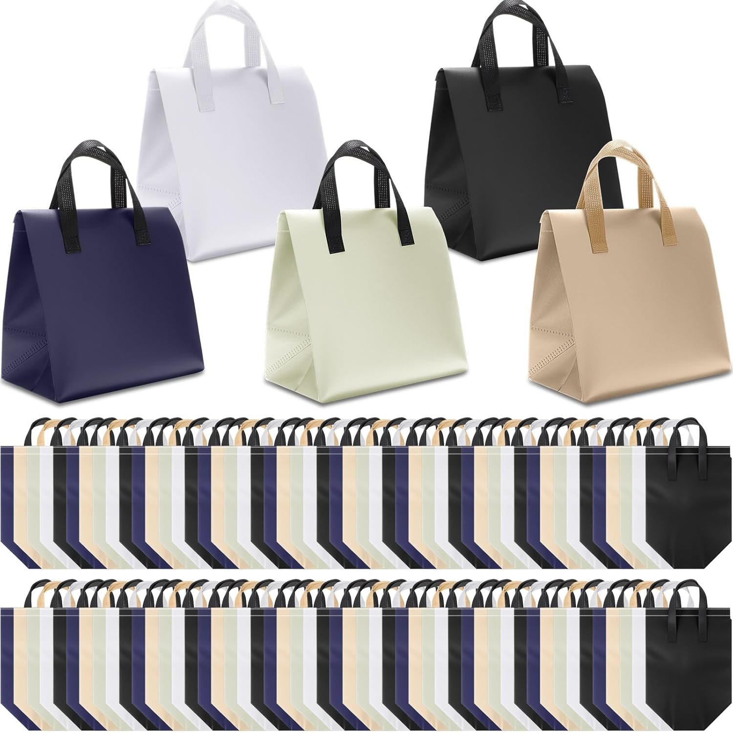 Fabbrica Diretta Borse Termiche Isolate per Asporto con Logo Personalizzato 100 Pz 9.5 x 6 x 9.5 pollici Isolamento Termico Caffè Tè al Latte Cibi Caldi e Freddi Consegne Catering Ristoranti Supermercati Picnic Marchio Bianco