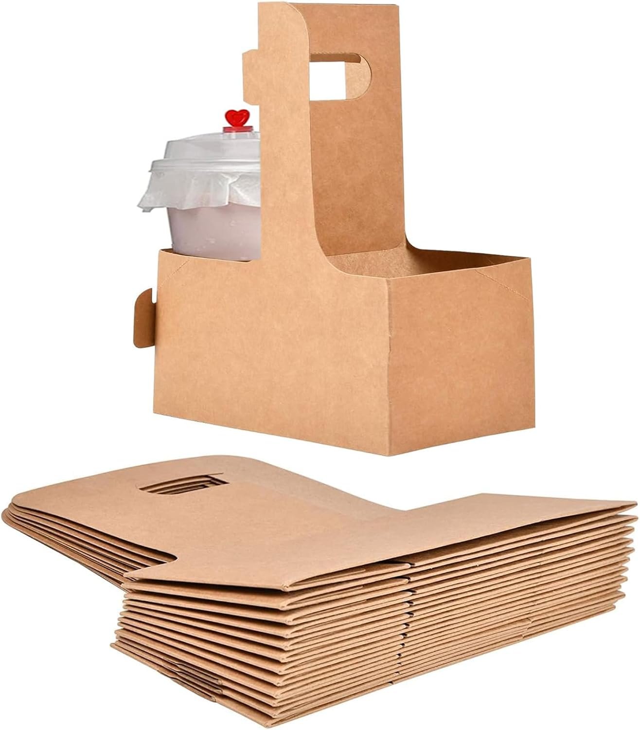 Fornitore Portabevande Kraft con Manici Confezione da 20 per 2 Bicchieri con Logo Personalizzato Monouso in Cartone per Bevande Calde o Fredde Marchio Bianco per Asporto Caffè Ristoranti Consegne
