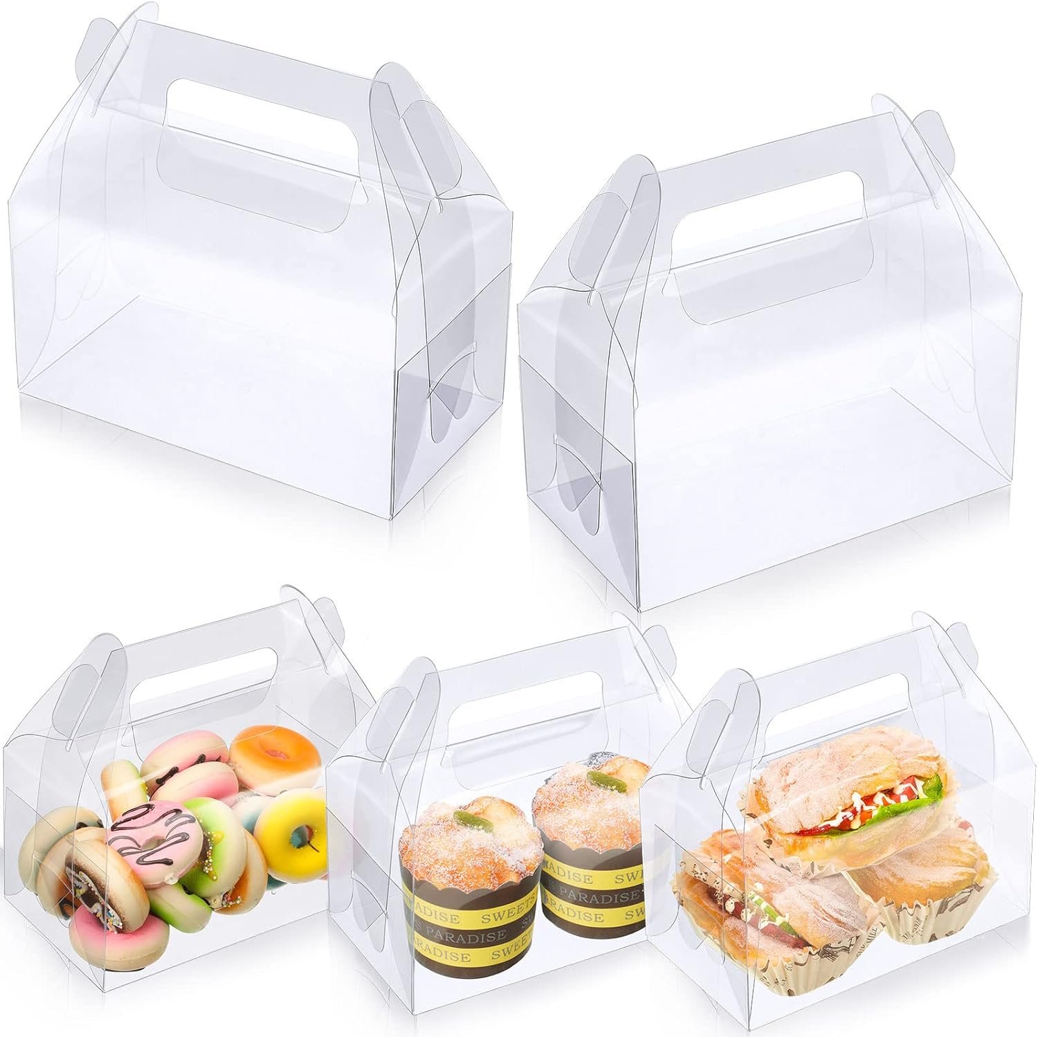 Fornitore Scatole Trasparenti a Coda di Rondine Confezione 50 Pezzi 16x9x8 cm Logo Personalizzato per Dolci Biscotti Bomboniere Feste Compleanni Baby Shower Matrimoni Marchio Bianco