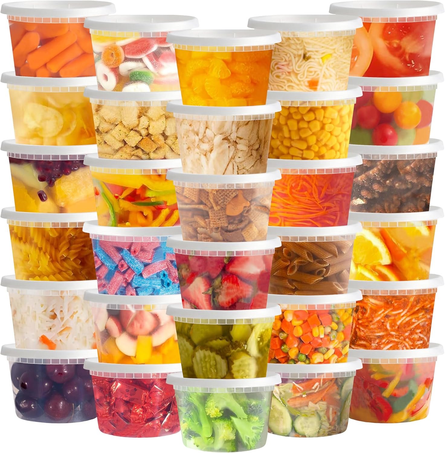 Logo Personalizzato 50 Set Contenitori Deli Plastica 16 Oz con Coperchi - Trasparenti Ermetici per Conservazione Alimenti e Preparazione Pasti Marchio Bianco - Senza BPA Impilabili a Tenuta Stagna Idonei Microonde Congelatore dal Fornitore