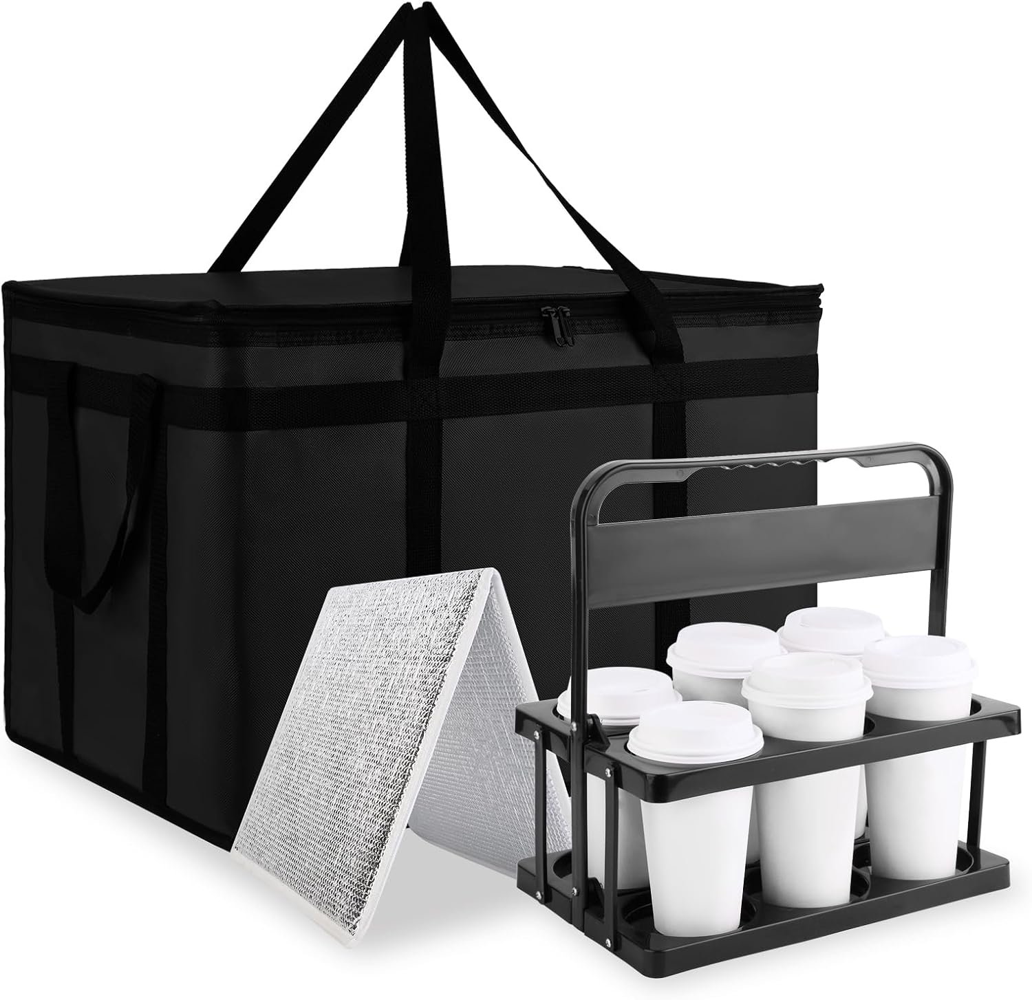 Logo Personalizzato Borsa Termica Isolante per Consegne Cibo e Portabevande con Fondo Rigido XXX-Large Borse Pizza Delivery Commerciale Marchio Bianco Catering Grocery Trasporto Surgelati Mantiene Freddo Caldo Produttore