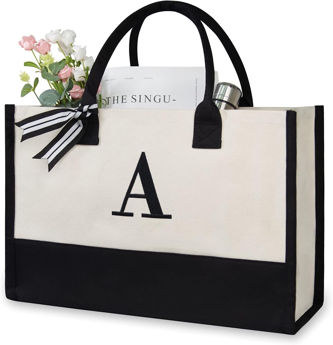 Logo Personalizzato Borsa da Spiaggia in Canvas Monogrammata, Produttore Tote Regalo per Donne Marchio Bianco