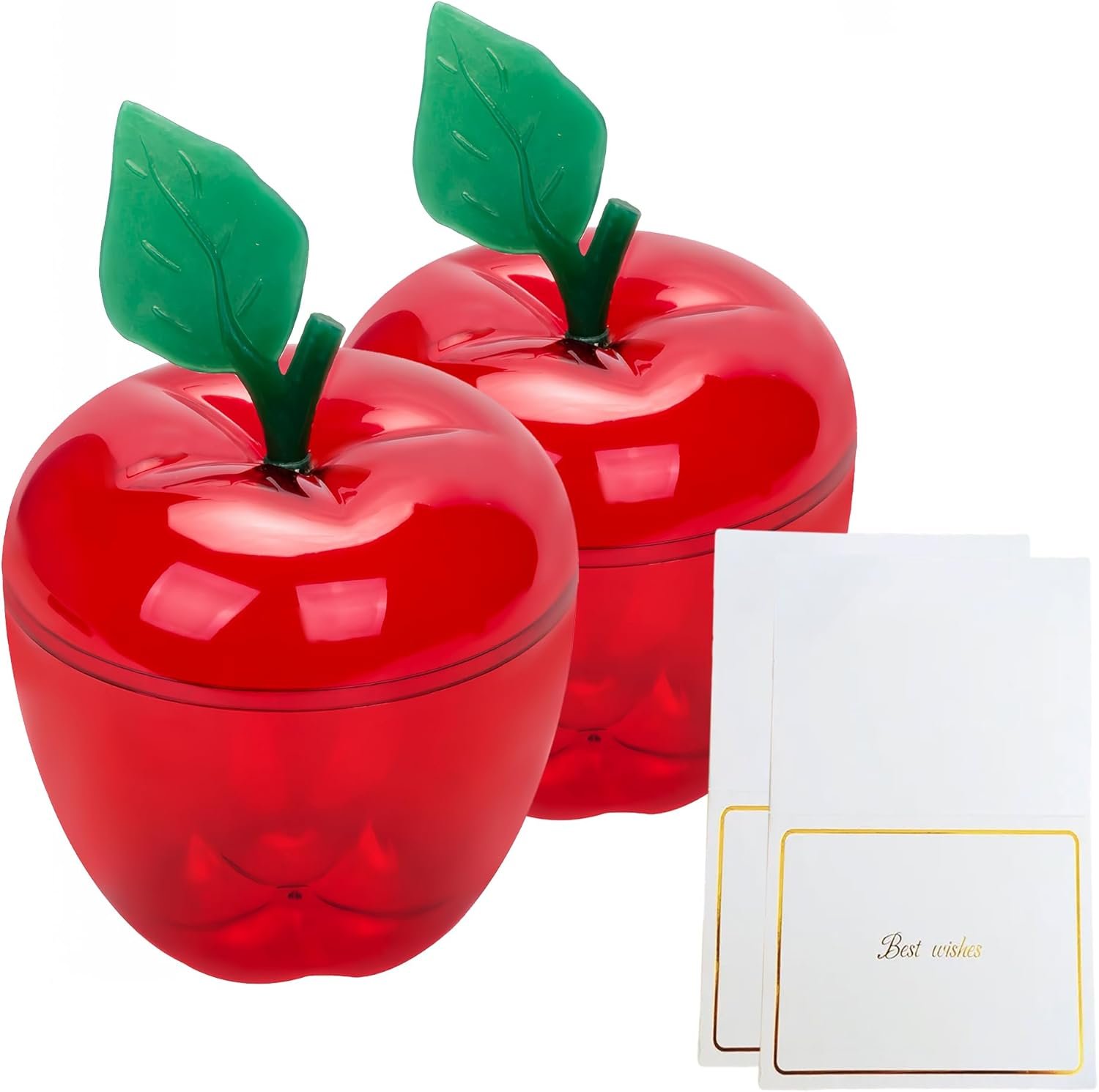 Logo Personalizzato Contenitori Grande a Forma di Mela Rossa con Carte Bianche Scatola Regalo Plastica Barattolo Caramelle Marchio Bianco Regalo Insegnanti Ritorno a Scuola Bomboniera Matrimonio Festa Decorazioni Natale Fornitore Confezione da 2