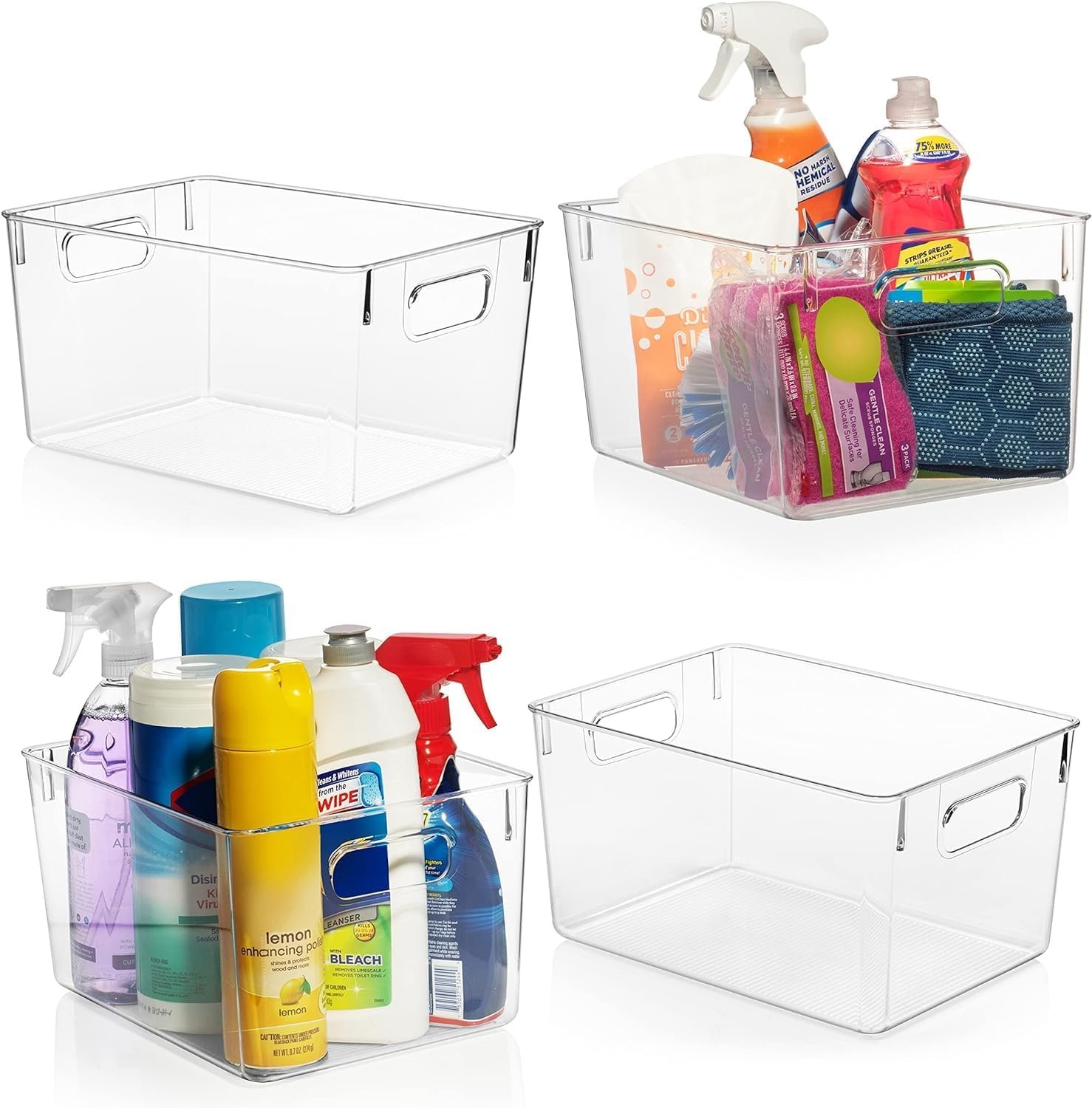 Logo Personalizzato Contenitori in Plastica Trasparente – Organizzatori Dispensa Armadietti e Casa della Fabbrica – Marchio Bianco per Cucina Lavanderia Ufficio Guardaroba Garage Congelatore