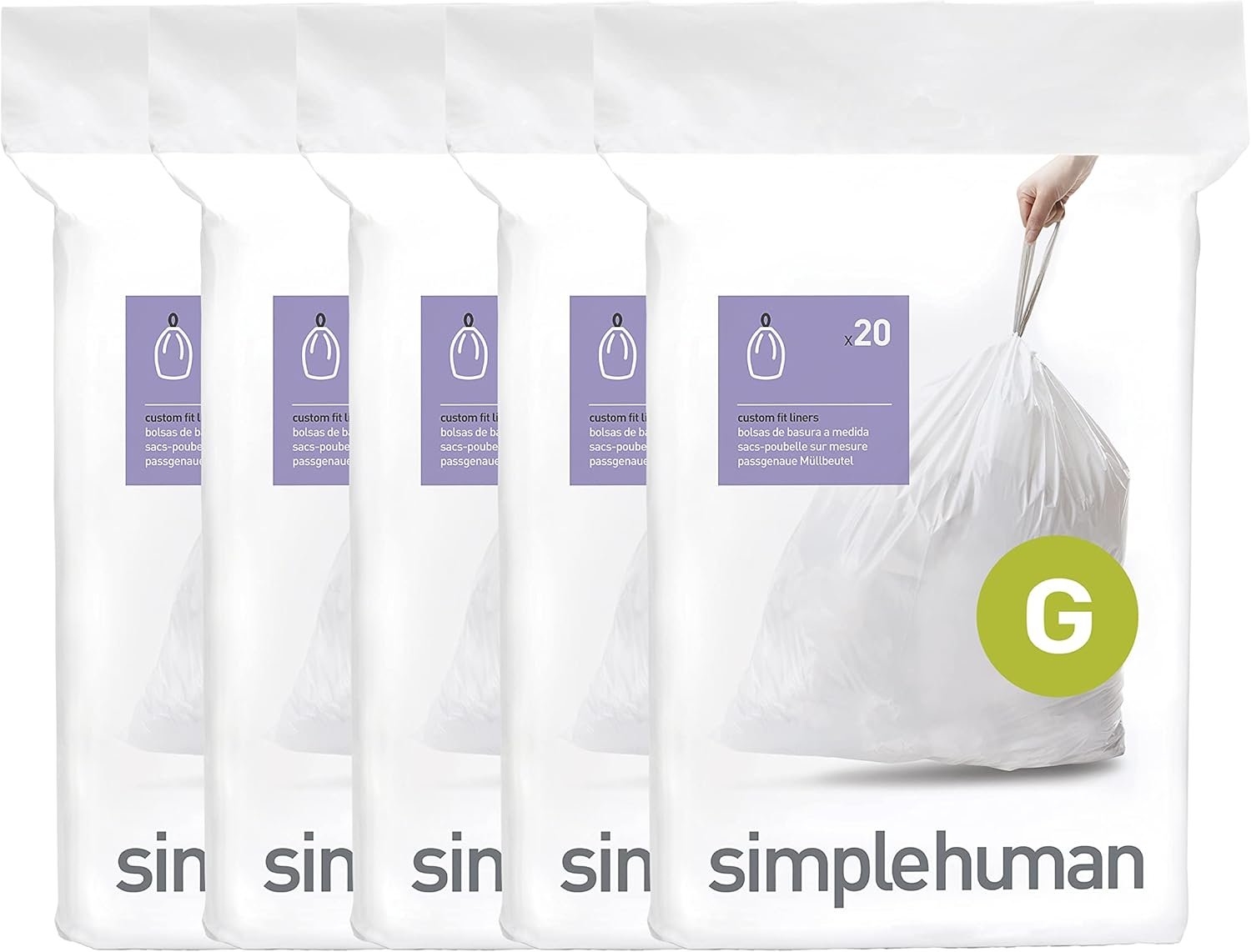Logo Personalizzato Liner Su Misura Code G Sacchetti Rifiuti Coulisse Confezione Dispenser 100 Pezzi 30 Litri / 8 Galloni Marchio Bianco Produttore Bianchi