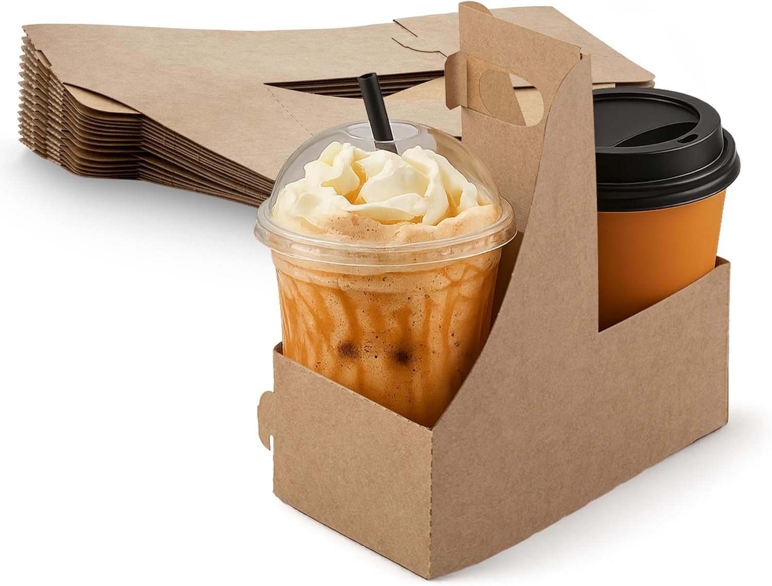 Logo Personalizzato Piccolo Portabevande in Kraft per 2 Bicchieri 7.62