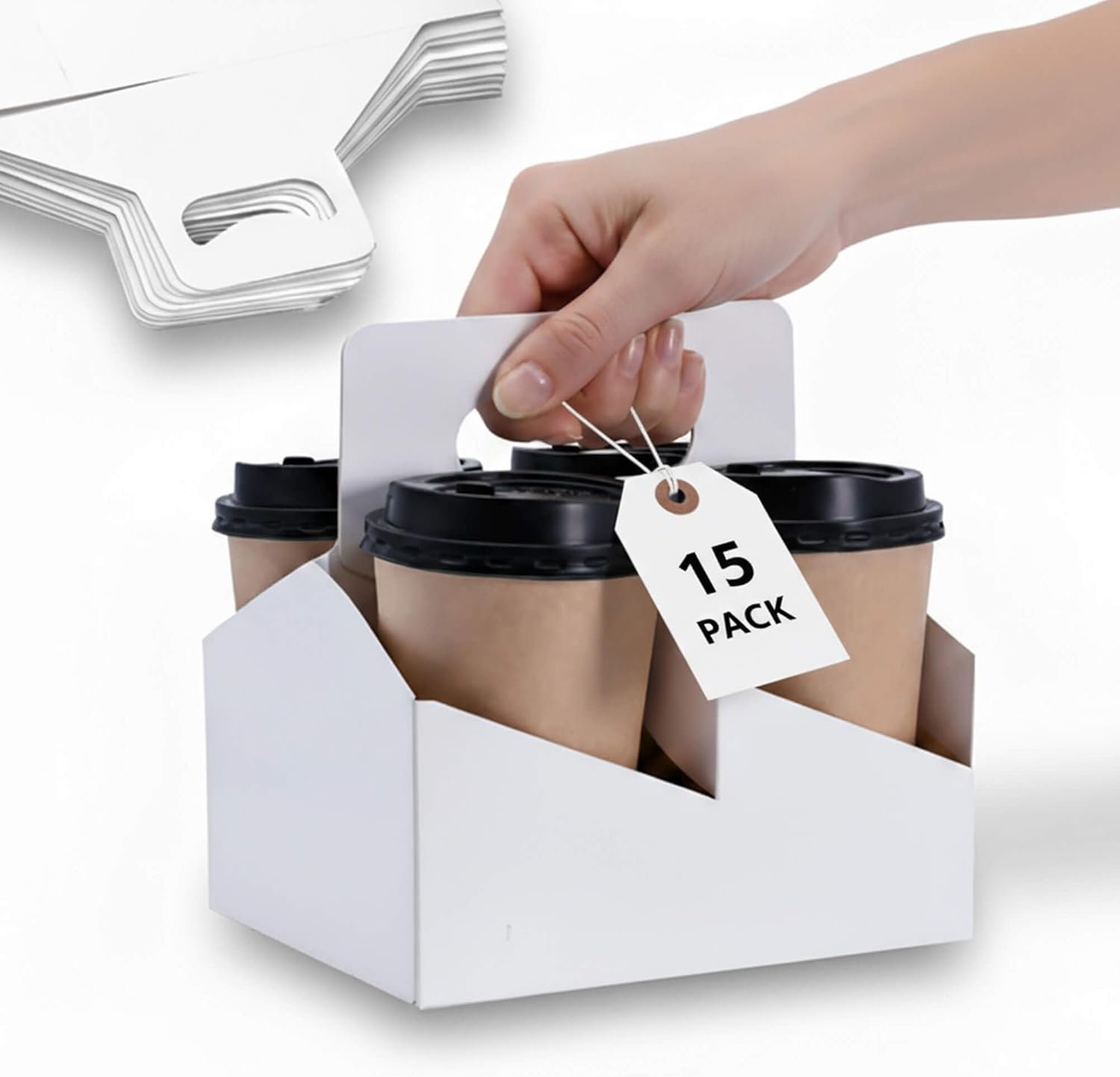 Logo Personalizzato Portabevande 4 Tazze con Maniglia Marchio Bianco 15 Pezzi per Ristorazione 12-32oz Produttore Logo Personalizzato Portabevande 4 Tazze con Maniglia Marchio Bianco 15 Pezzi per Ristorazione 12-32oz Produttore