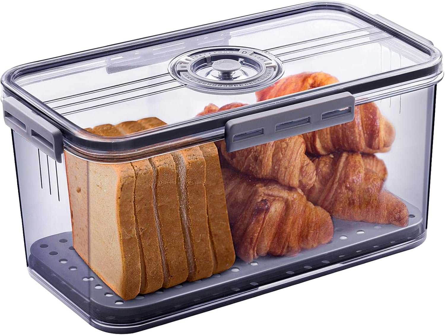 Logo Personalizzato Portapane Ermetico per Bancone Cucina con Registrazione Tempo, Contenitore con Coperchio Marchio Bianco per Pane Fatto in Casa Toast Bagel Ciambelle e Biscotti Grigio dal Produttore