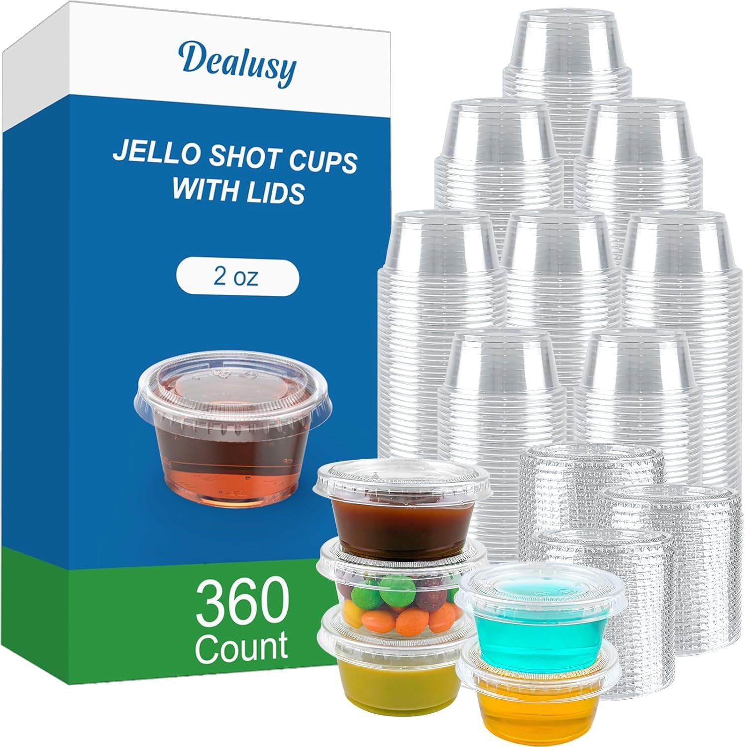 Logo Personalizzato Set da 360 Coppette Jello Shot 2 oz con Coperchi Resistenti Sicure Alimenti Plastica Monouso per Porzioni Condimenti Salse Dipping Marchio Bianco Fornitore