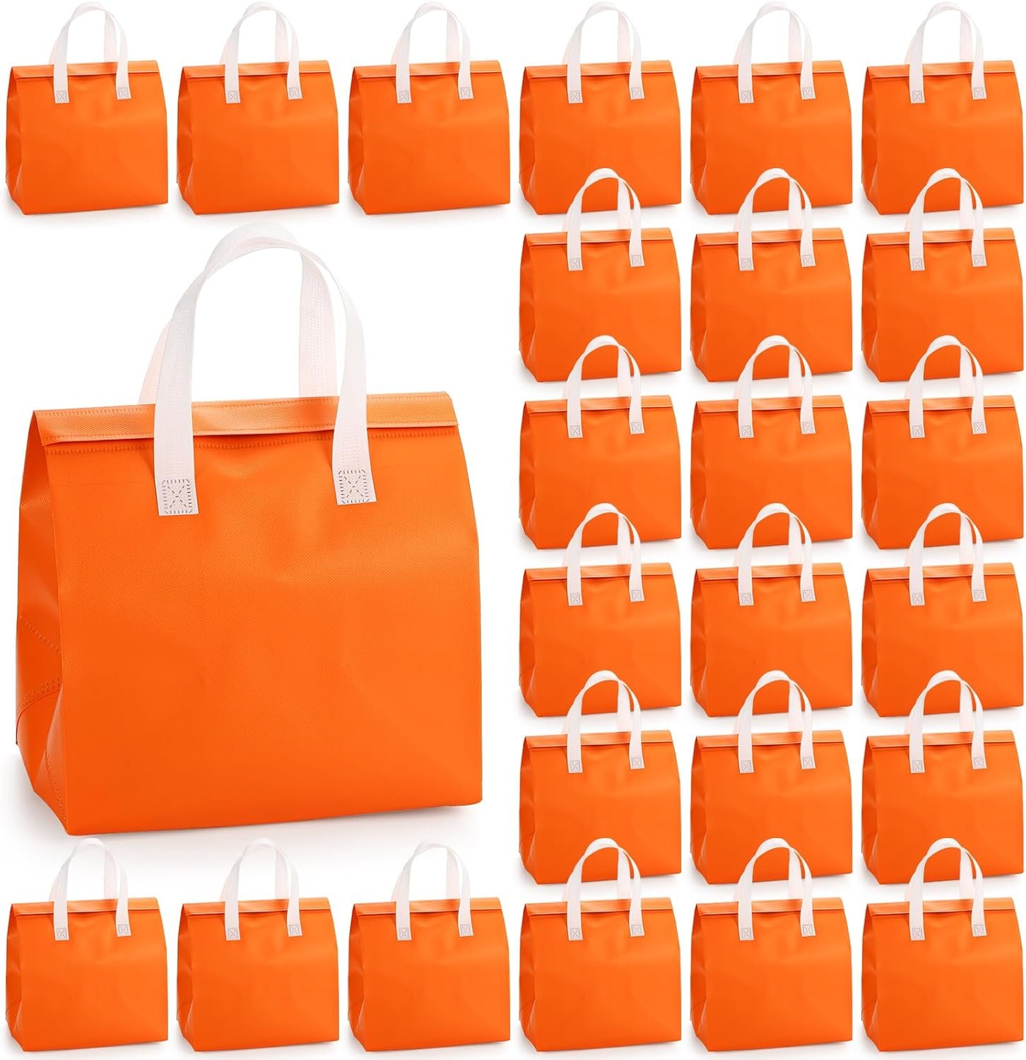 Marchio Bianco 25 Pezzi Borse Termiche Isolate per Asporto Food Delivery Arancione con Logo Personalizzato Caffè Spesa Cibi Caldi Freddi Surgelati da Fornitore 24 x 15 x 25 cm