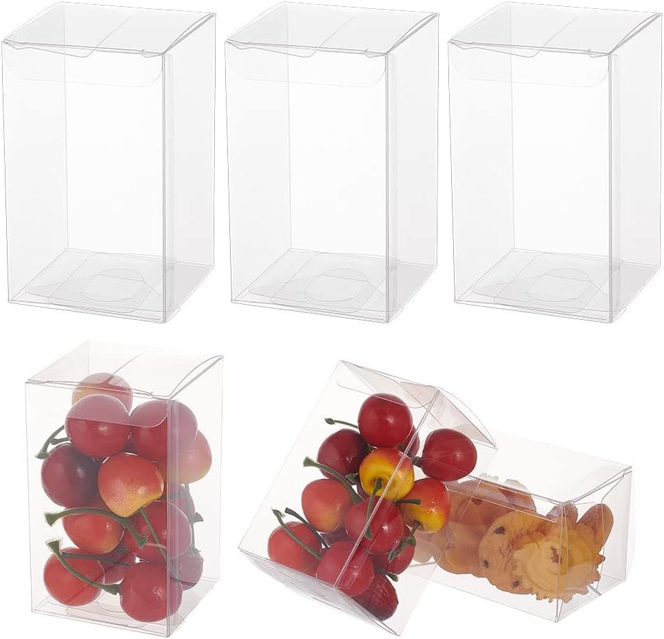 Marchio Bianco 30pz Scatole Trasparenti Plastica Copertura Film 2.3x2.3x4cm Bomboniere Matrimonio Festa Cioccolatini Caramelle Biscotti Regali Festa Mamma con Logo Personalizzato Fornitore
