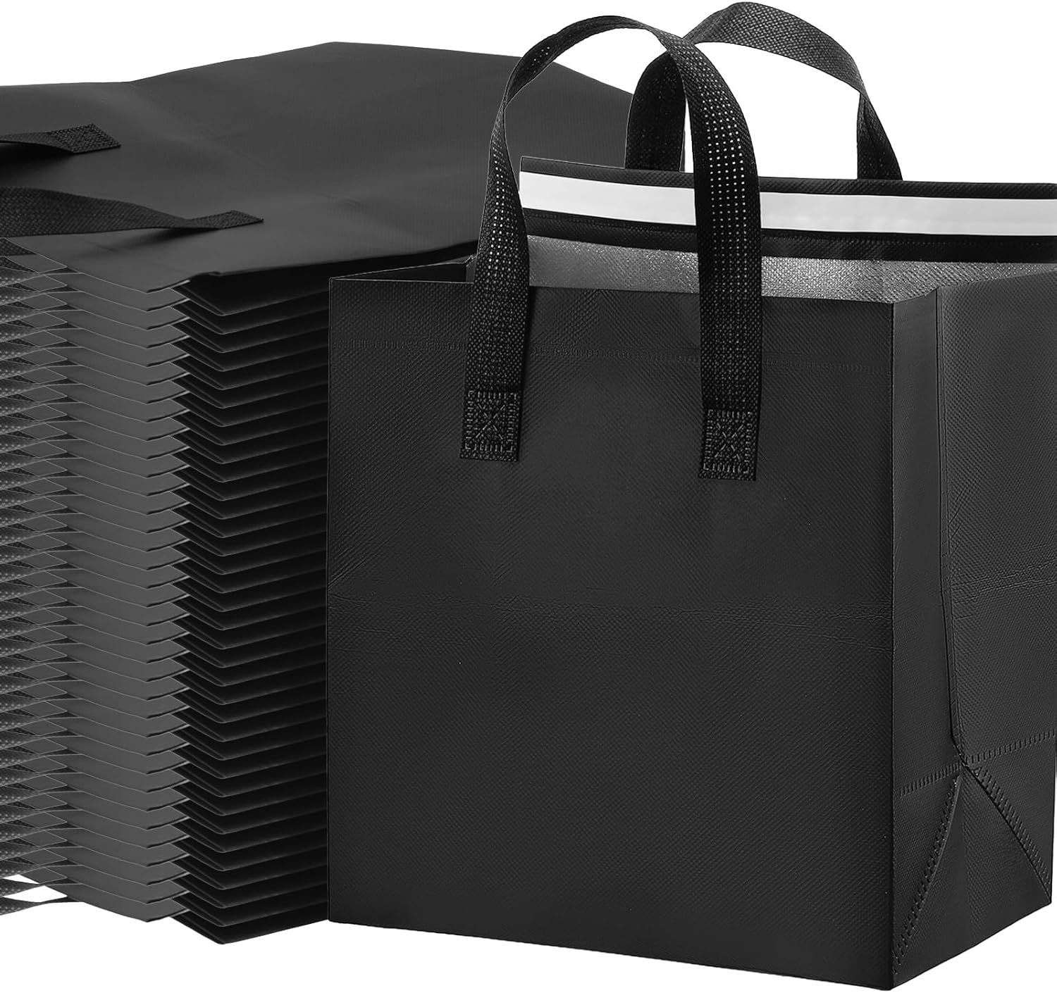 Marchio Bianco 50 Borse Termiche Isolate da Asporto con Isolamento Termico per Caffè Tè al Latte Cene Take Away Frutti di Mare Freschi Cibi Caldi o Freddi per Ristoranti Negozi al Dettaglio Picnic BBQ Nero con Logo Personalizzato dal Produttore