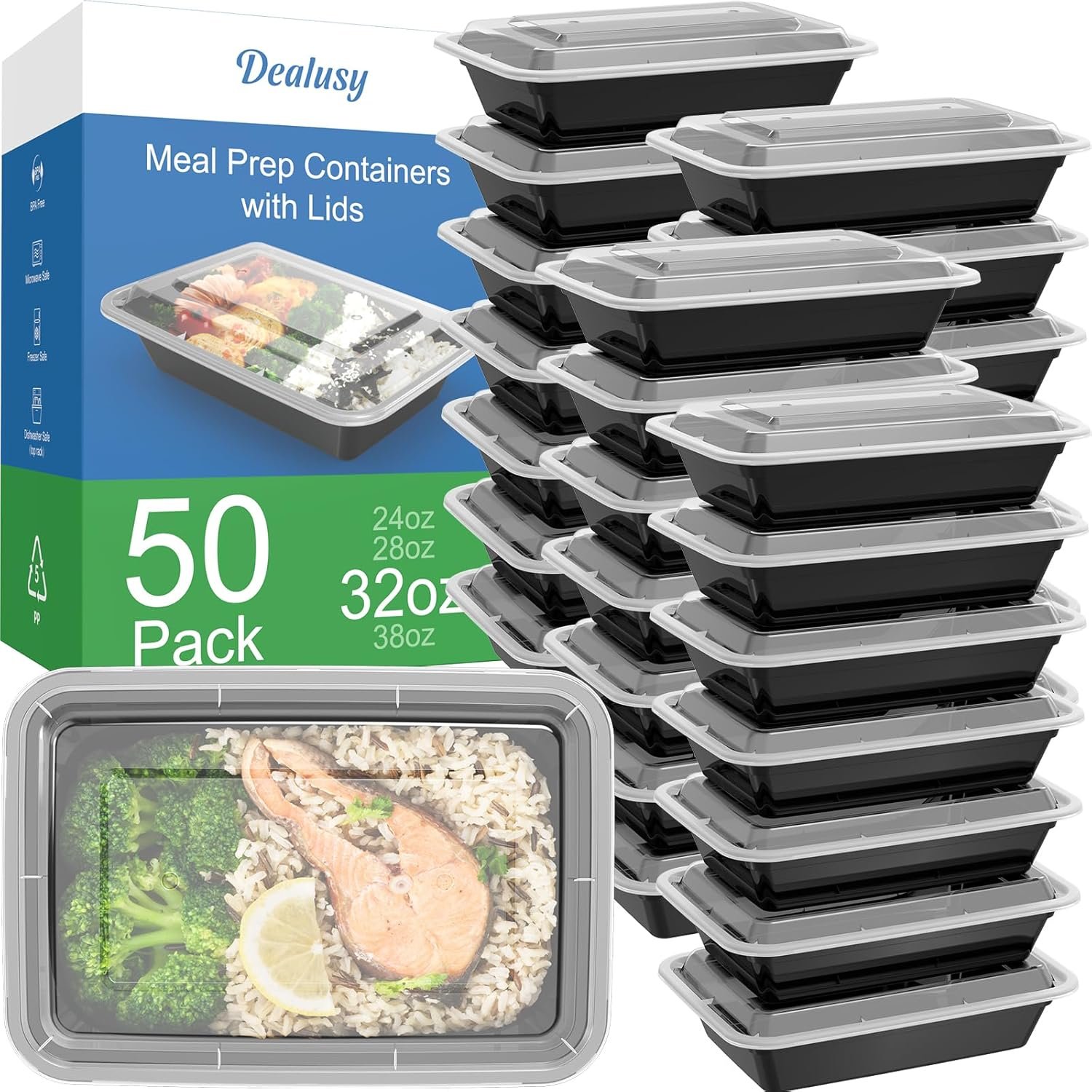 Marchio Bianco Confezione da 50 (100 Pezzi) Contenitori per Meal Prep da 32 oz con Logo Personalizzato Riutilizzabili con Coperchi Ermetici Robust i Sicuri per Alimenti Microonde Freezer Lavastoviglie dal Fornitore