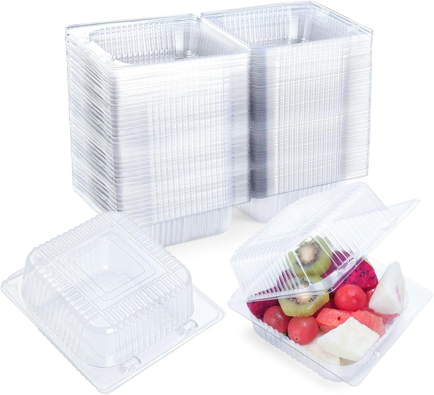 Marchio Bianco Contenitori Plastica Trasparente con Coperchi 100 Pezzi Usa e Getta Rinforzati Clamshell Logo Personalizzato per Sandwich Fette Torta Dessert Hamburger Insalata Pasticceria Frutta Takeaway dalla Fabbrica