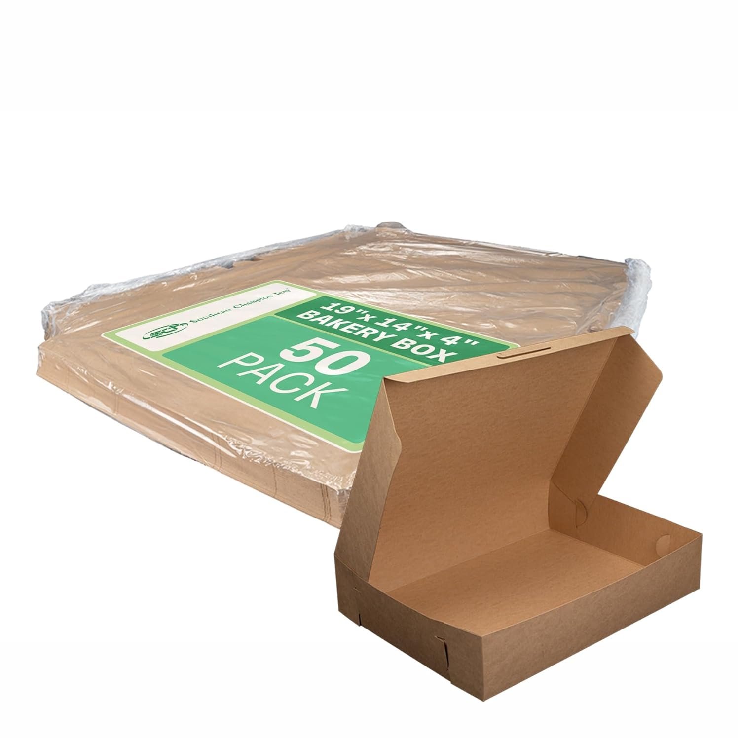 Marchio Bianco Scatole Panetteria Kraft Monopezzo Senza Finestra con Logo Personalizzato 19 x 14 x 4 Marrone Carta Produttore 50 per Cartone