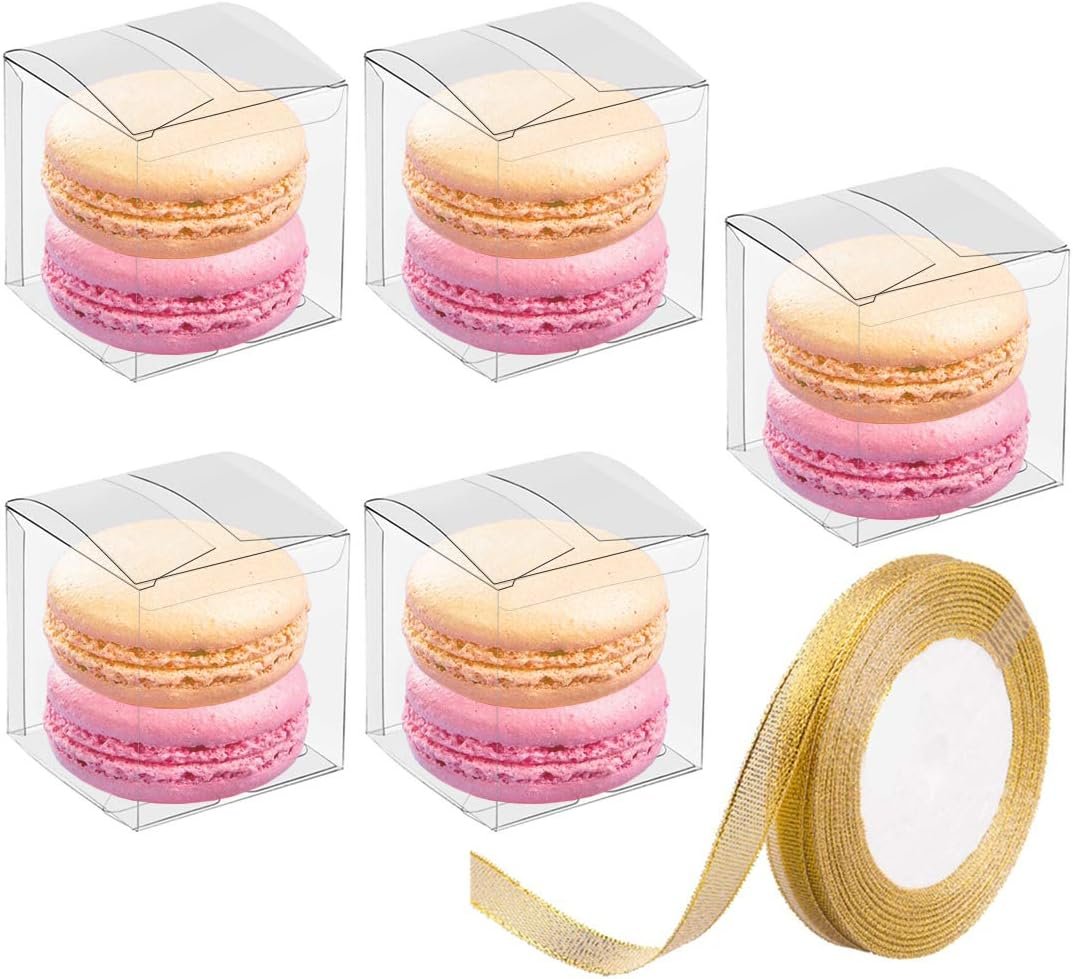 Marchio Bianco Scatole Trasparenti 2x2x2 Pollici con Nastri 60 pz Mini Cubo per Bomboniere Matrimonio Baby Shower Compleanno Logo Personalizzato Produttore