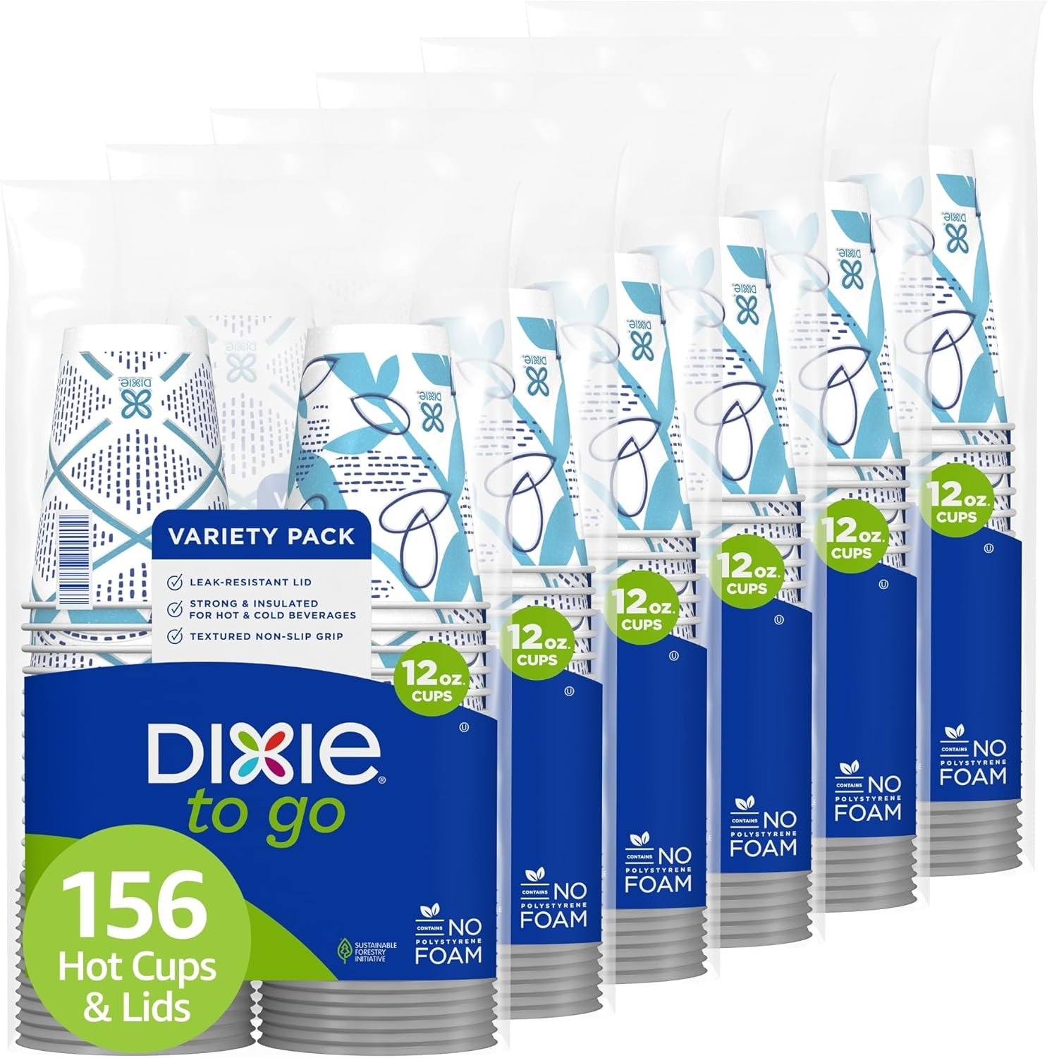 Marchio Bianco Tazze di Carta per Caffè con Coperchi 12 oz 156 Pezzi (6 Confezioni da 26), Logo Personalizzato Monouso Isolate per Bevande Calde o Fredde dal Fornitore