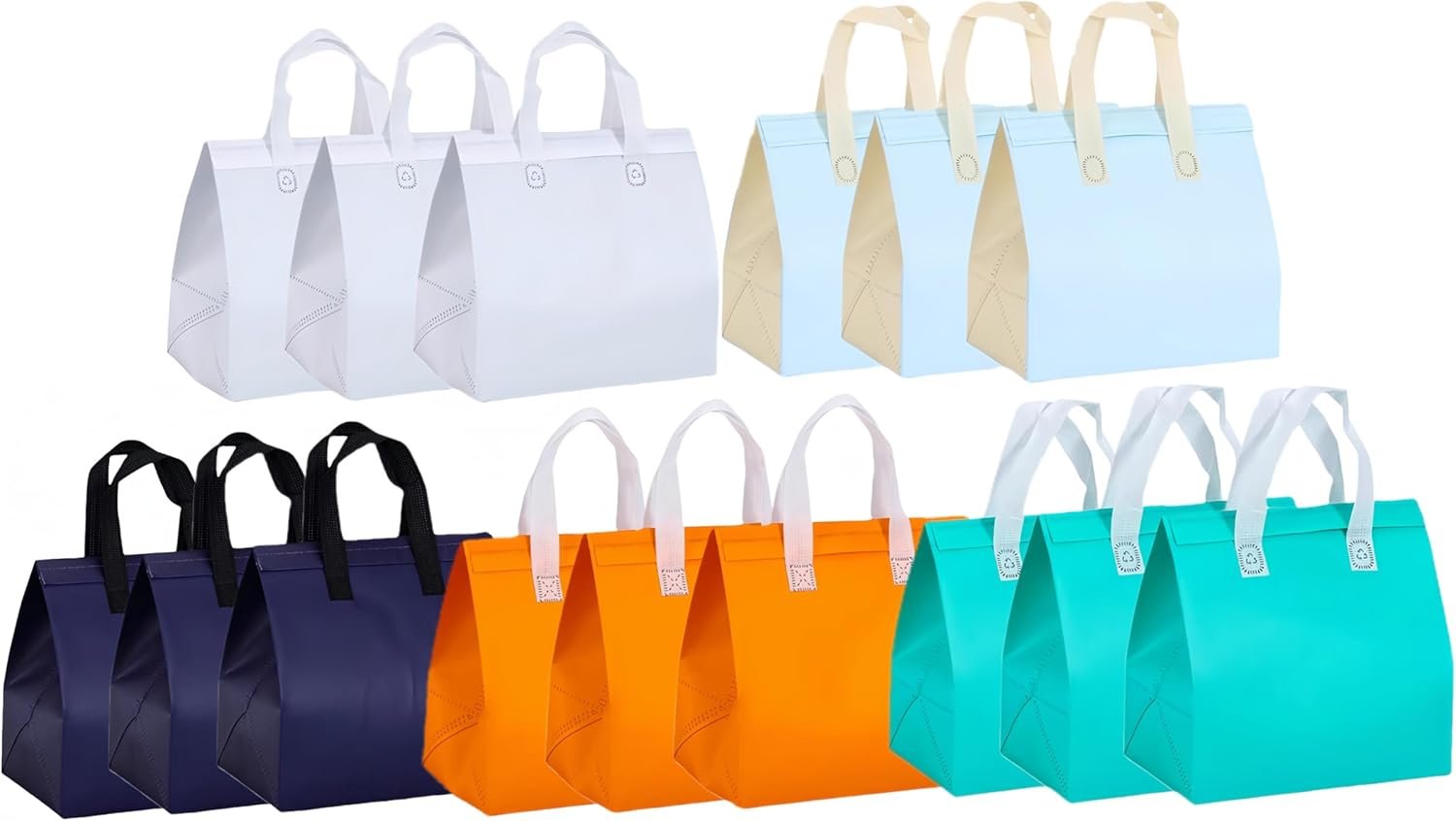 Produttore Borse Termiche Isolate per Asporto con Logo Personalizzato 15 Pezzi Extra Grandi 11.8 x 11.8 x 7.8 Pollici Isolamento Termico per Consegna Pizza Caffè Latte Cibi Caldi Freddi Catering Ristorante Picnic Multicolore Marchio Bianco